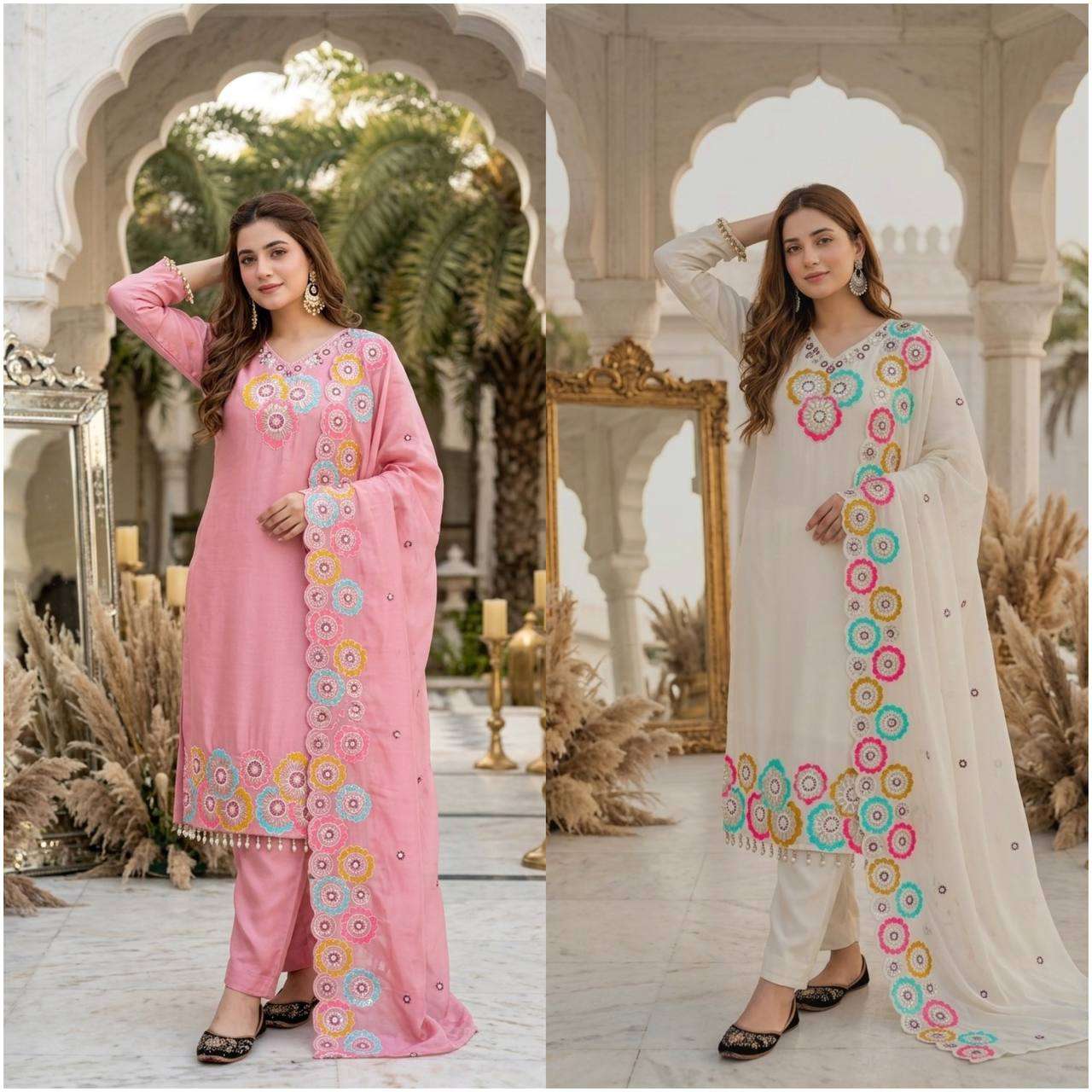 MT 1081 SILK DESIGNER HEAVY SEQUENCE EMBROIDERED WORKED FESTIVE WEAR SUIT