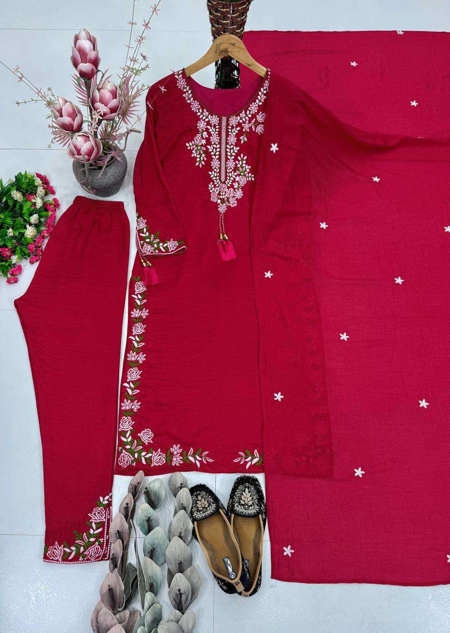 MT 1082 SILK HEAVY EMBROIDERED WORKED FESTIVE WEAR LADIES SUIT