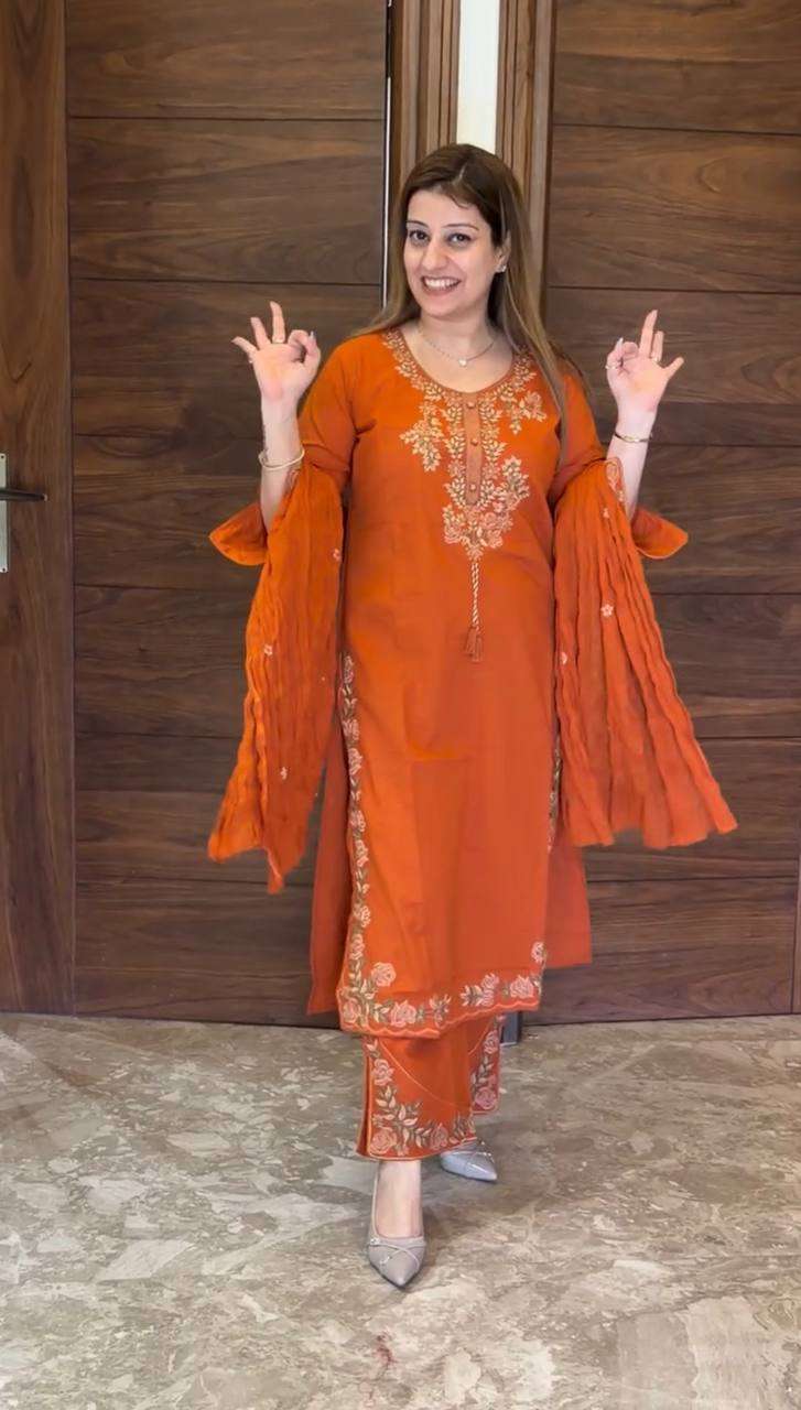 MT 1082 SILK HEAVY EMBROIDERED WORKED FESTIVE WEAR LADIES SUIT