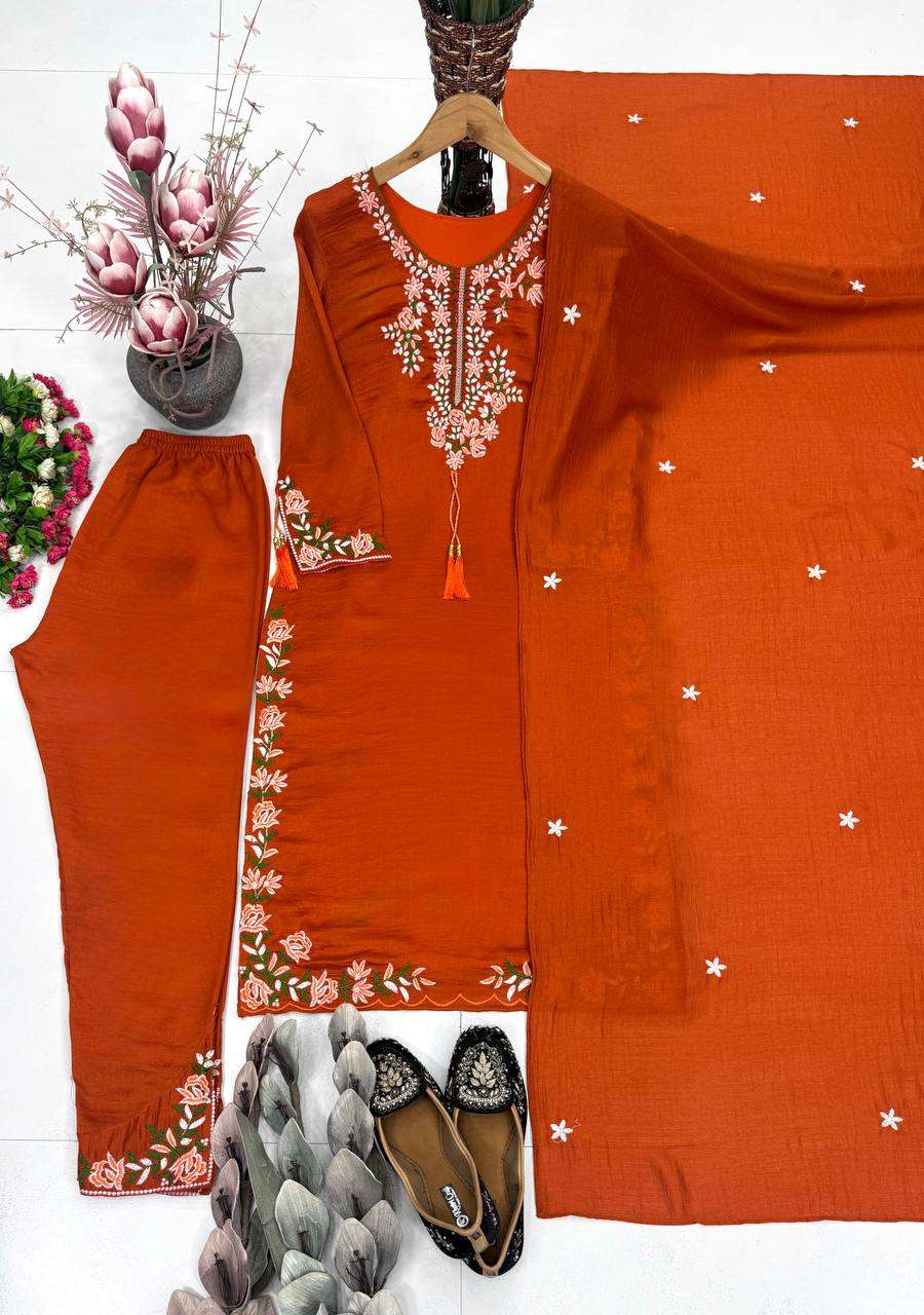 MT 1082 SILK HEAVY EMBROIDERED WORKED FESTIVE WEAR LADIES SUIT