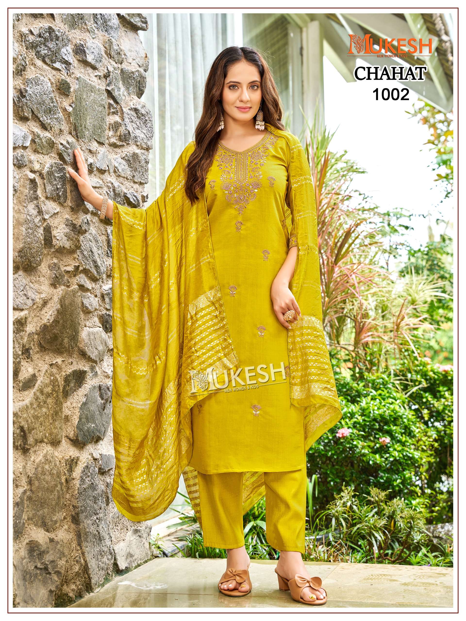 MUKESH CHAHAT SILK WITH EMBROIDERY WORK READY MADE LADIES SUIT