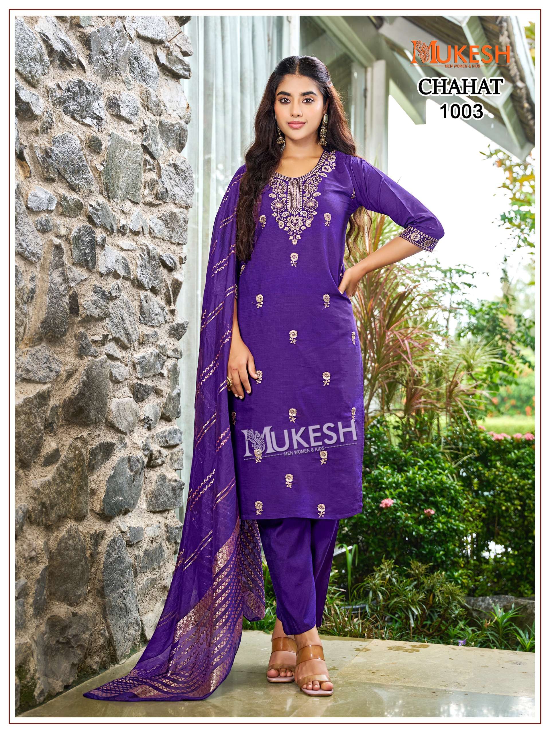 MUKESH CHAHAT SILK WITH EMBROIDERY WORK READY MADE LADIES SUIT