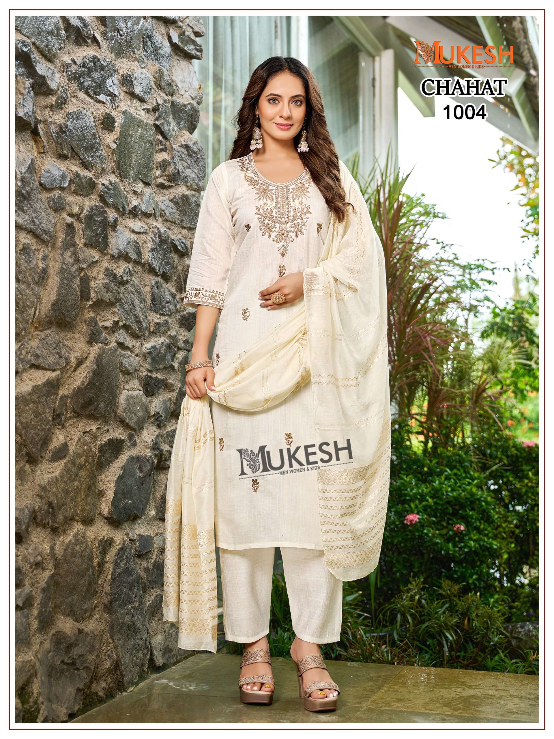 MUKESH CHAHAT SILK WITH EMBROIDERY WORK READY MADE LADIES SUIT