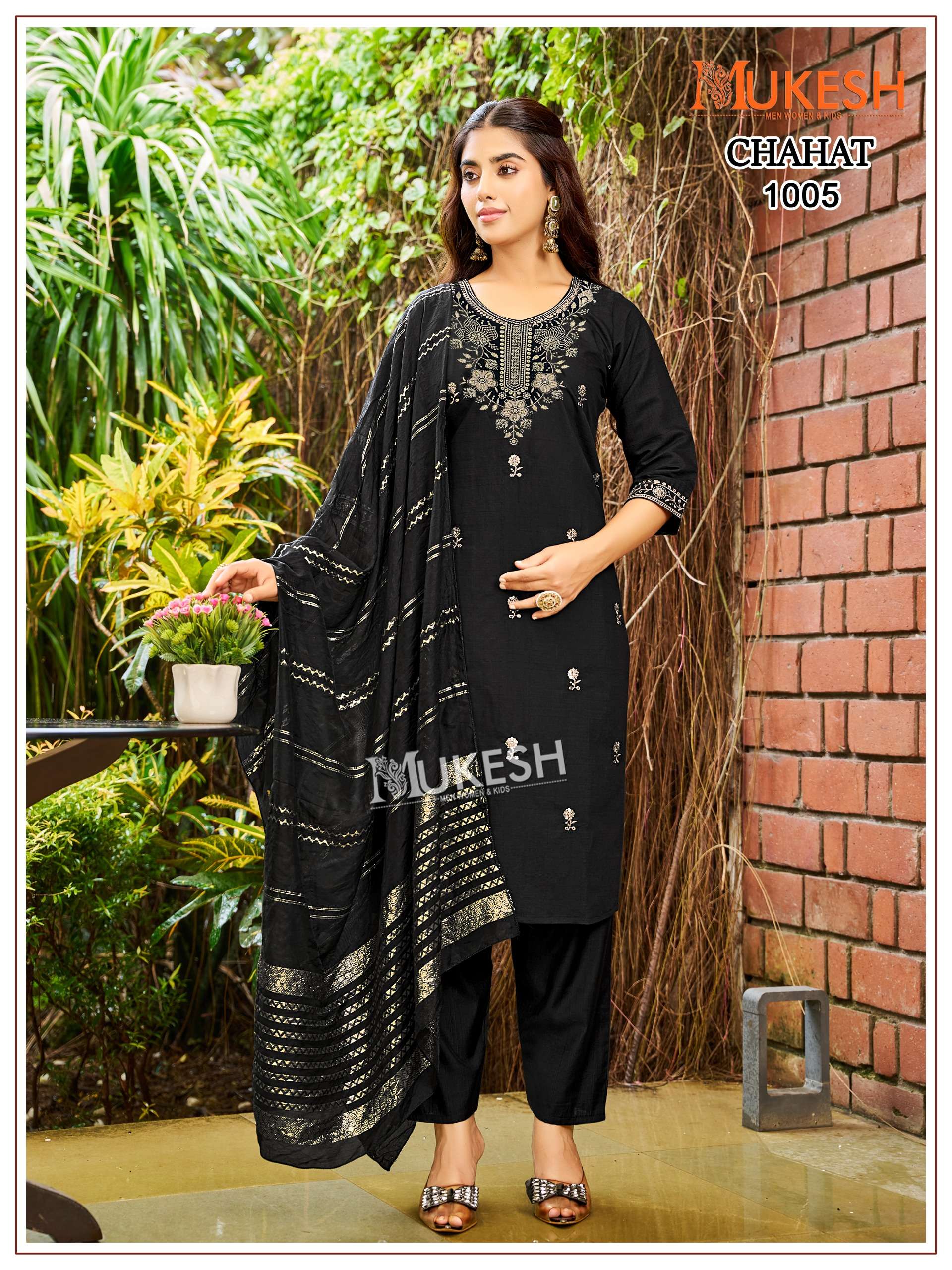 MUKESH CHAHAT SILK WITH EMBROIDERY WORK READY MADE LADIES SUIT