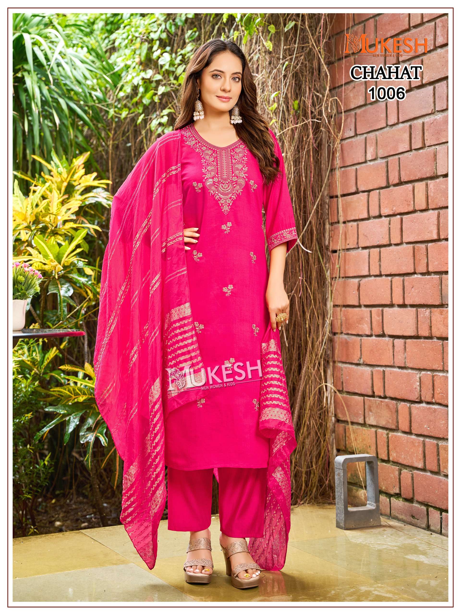 MUKESH CHAHAT SILK WITH EMBROIDERY WORK READY MADE LADIES SUIT