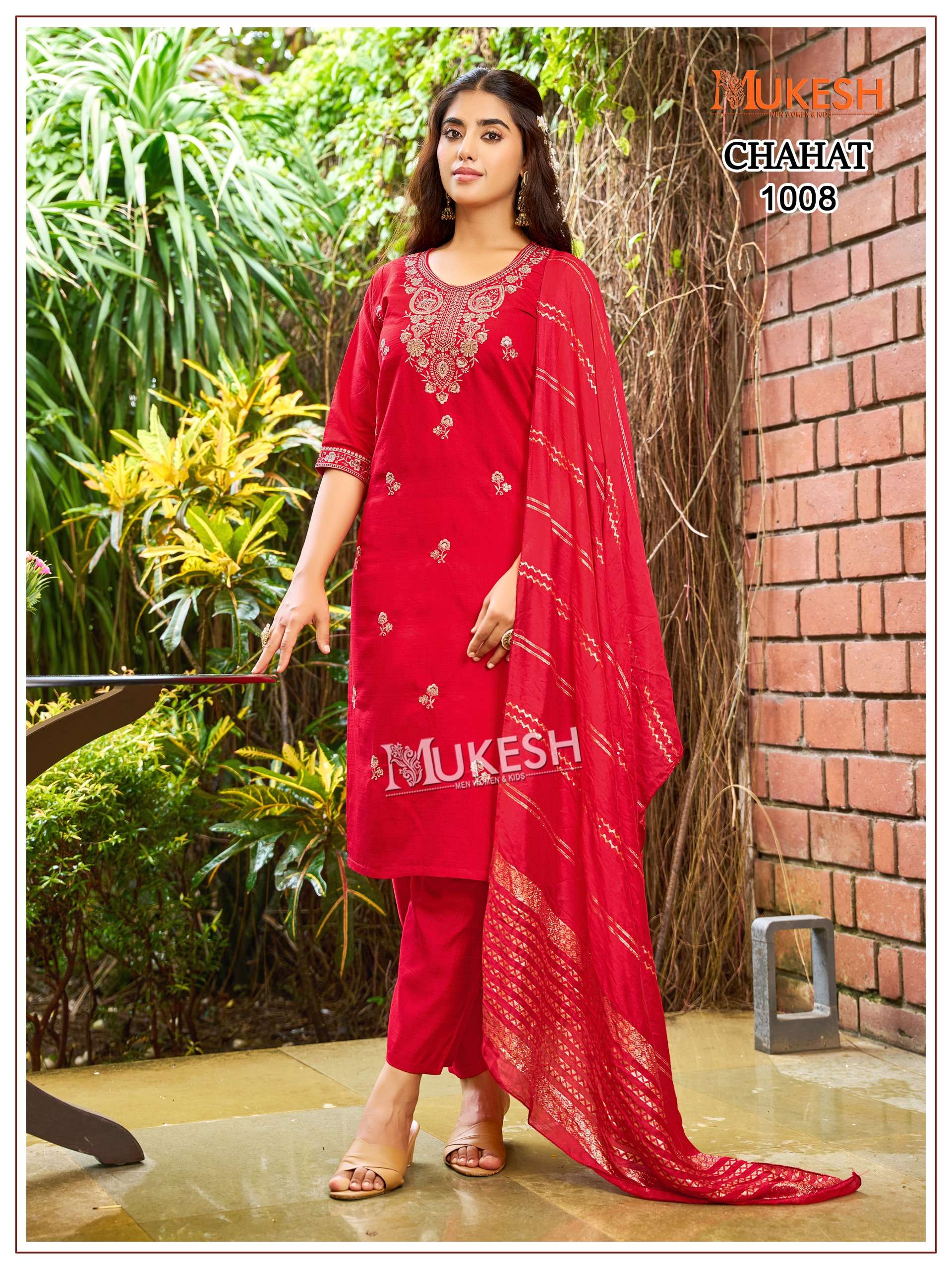 MUKESH CHAHAT SILK WITH EMBROIDERY WORK READY MADE LADIES SUIT