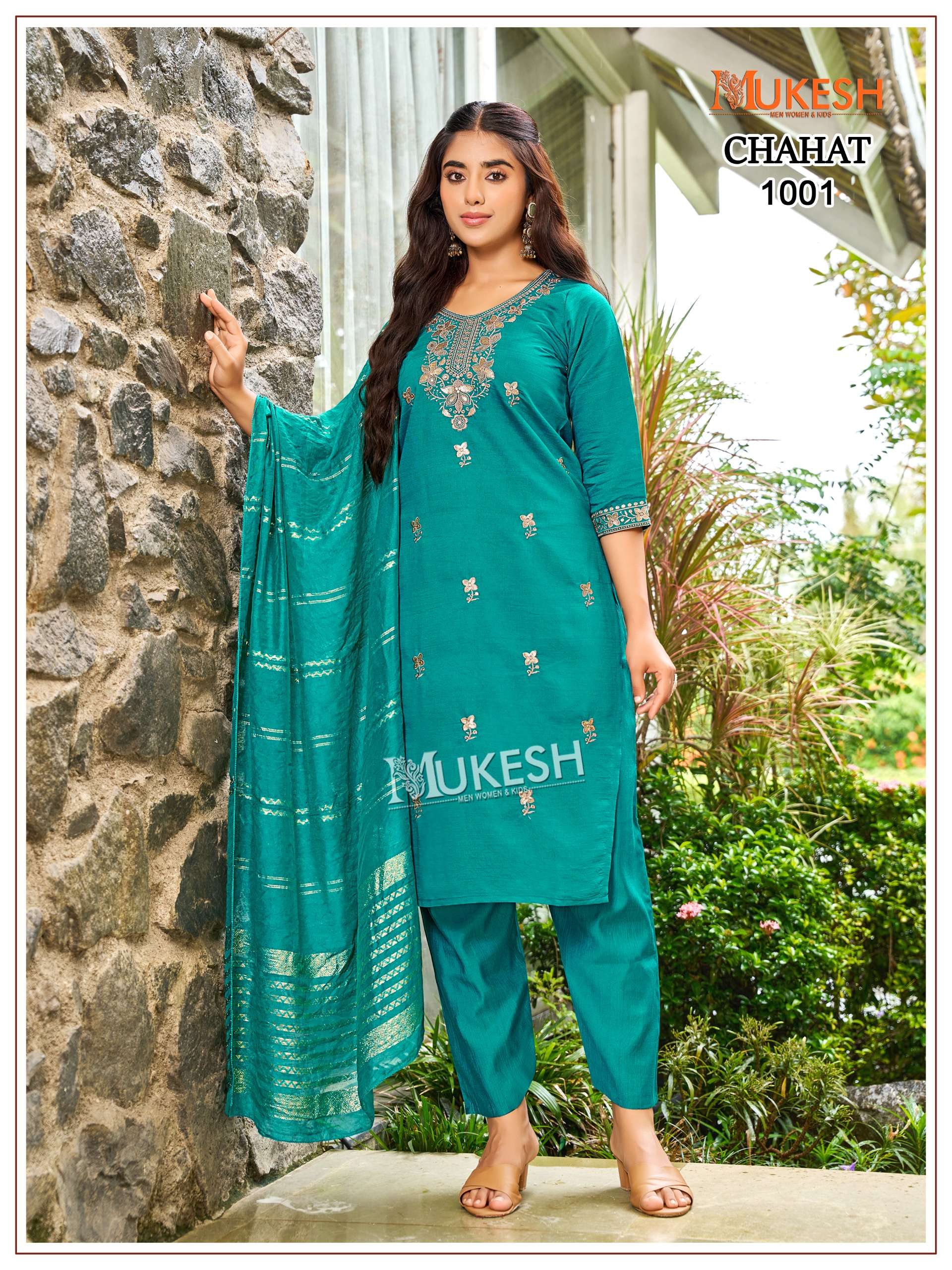 MUKESH CHAHAT SILK WITH EMBROIDERY WORK READY MADE LADIES SUIT