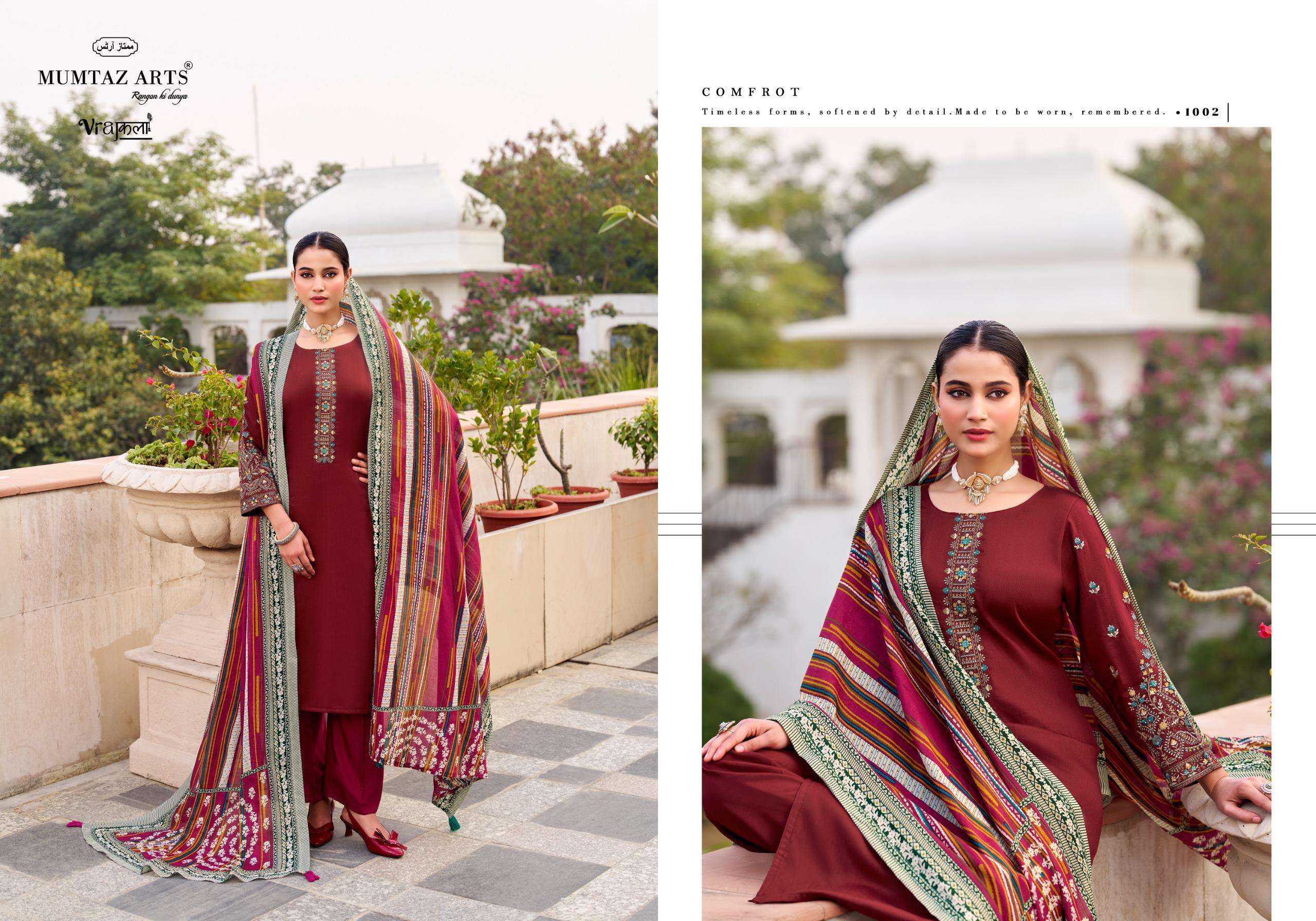 MUMTAZ ARTS JAMDANI VISCOSE DIGITAL PRINT WITH FANCY WORK SUIT
