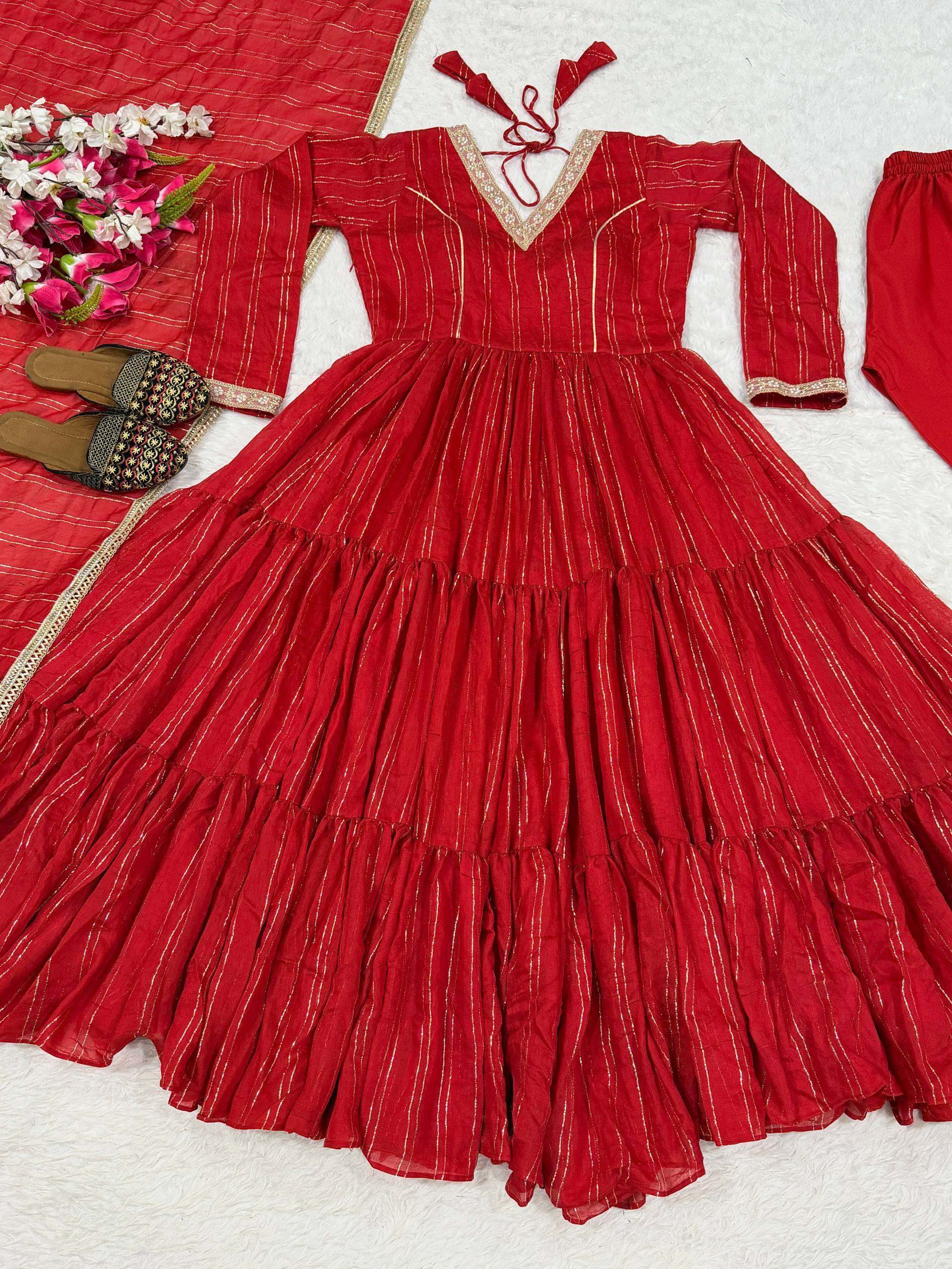 ND 5068 SILK DESIGNER WORK PARTY WEAR ANARKALI GOWN STYLE SUIT