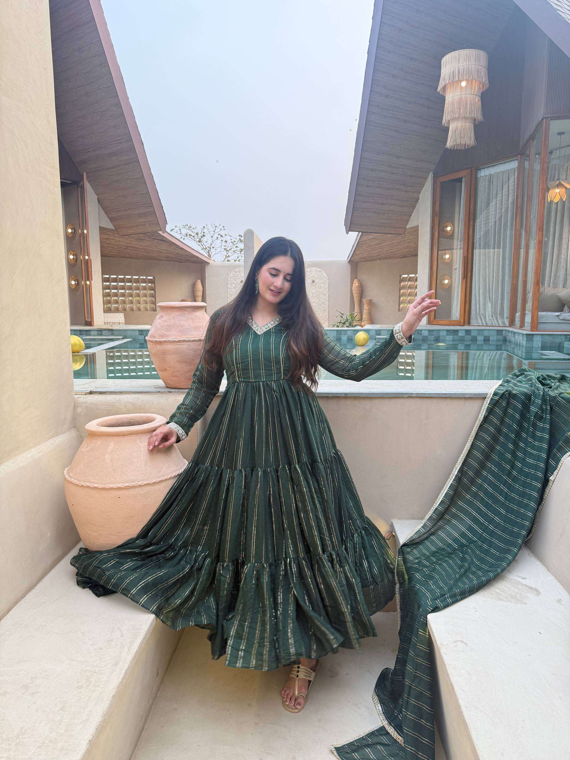 ND 5068 SILK DESIGNER WORK PARTY WEAR ANARKALI GOWN STYLE SUIT