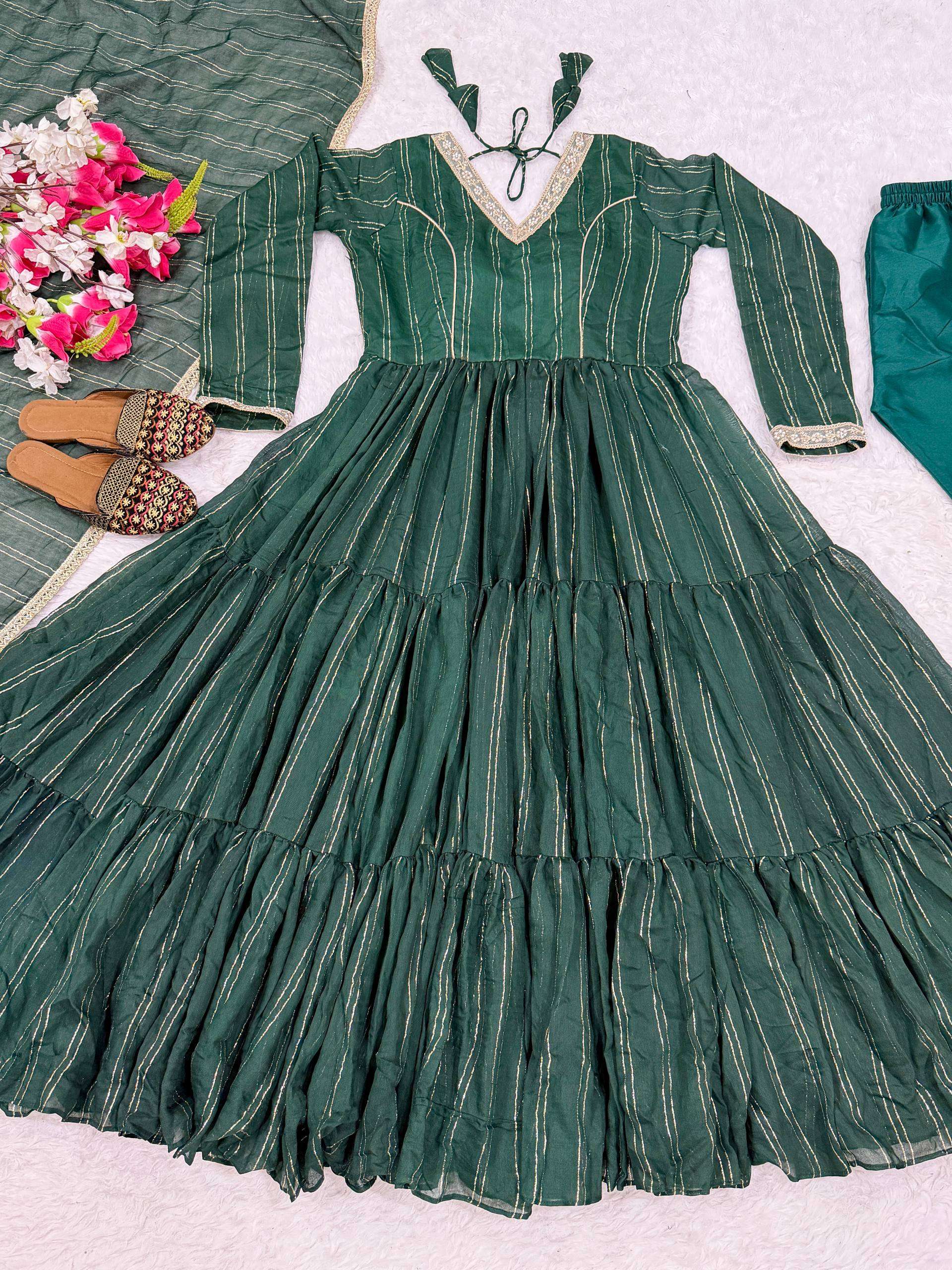 ND 5068 SILK DESIGNER WORK PARTY WEAR ANARKALI GOWN STYLE SUIT