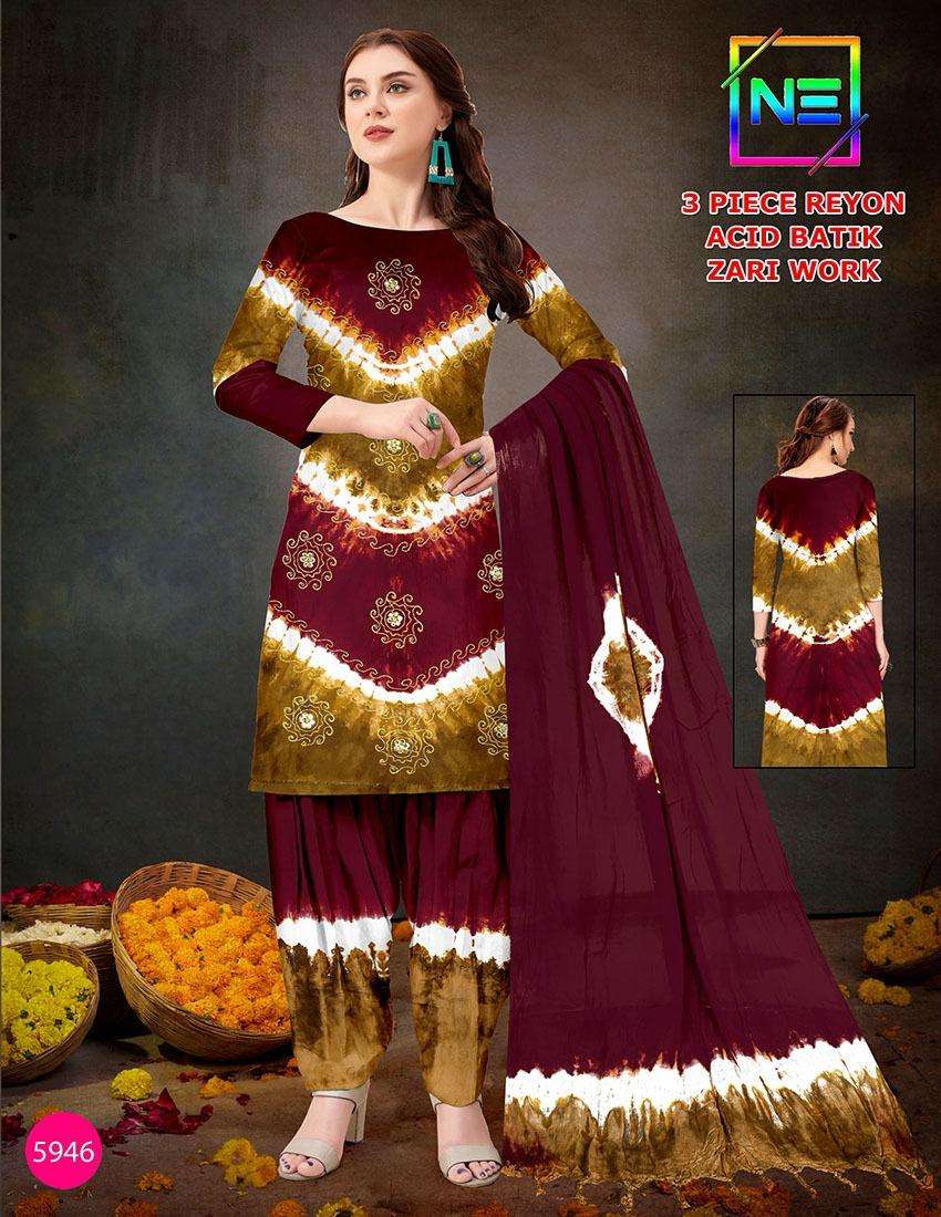 NE PRESENTS 3 PIECE RAYON ACID BATIK ZARI WORK COLLECTION 