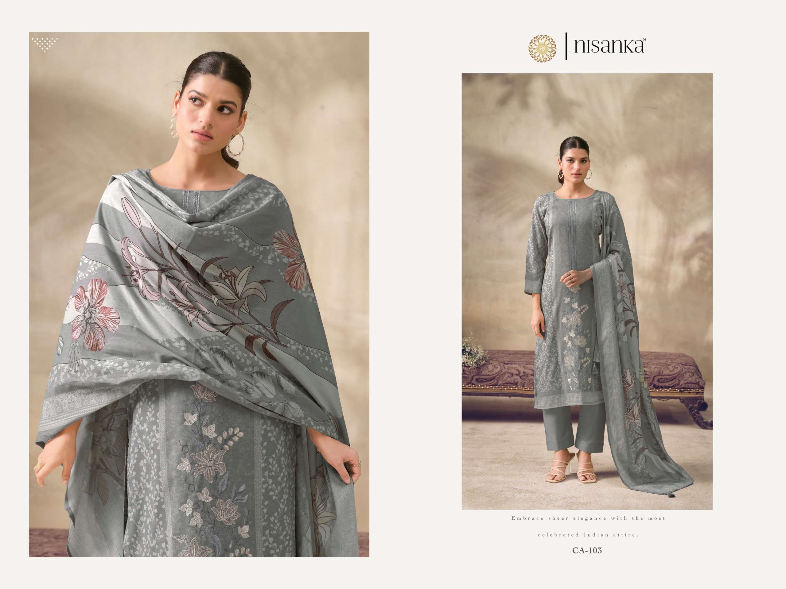 NISANKA LIFESTYLES CASHMERE VOL 6 LAWN COTTON DIGITAL PRINT WITH FANCY WORK SUIT