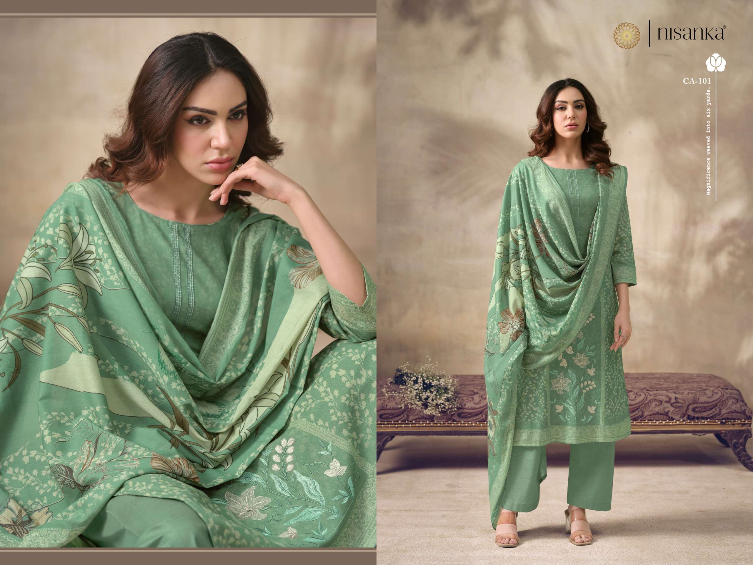 NISANKA LIFESTYLES CASHMERE VOL 6 LAWN COTTON DIGITAL PRINT WITH FANCY WORK SUIT
