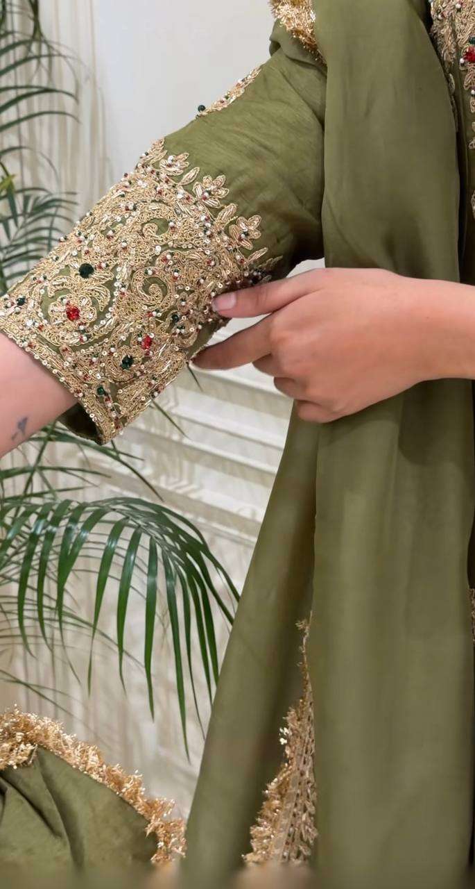 NSR 906 ROMAN SILK WITH HEAVY EMBROIDERY DESIGNER WORK WEDDING FUNCTION WEAR SUIT