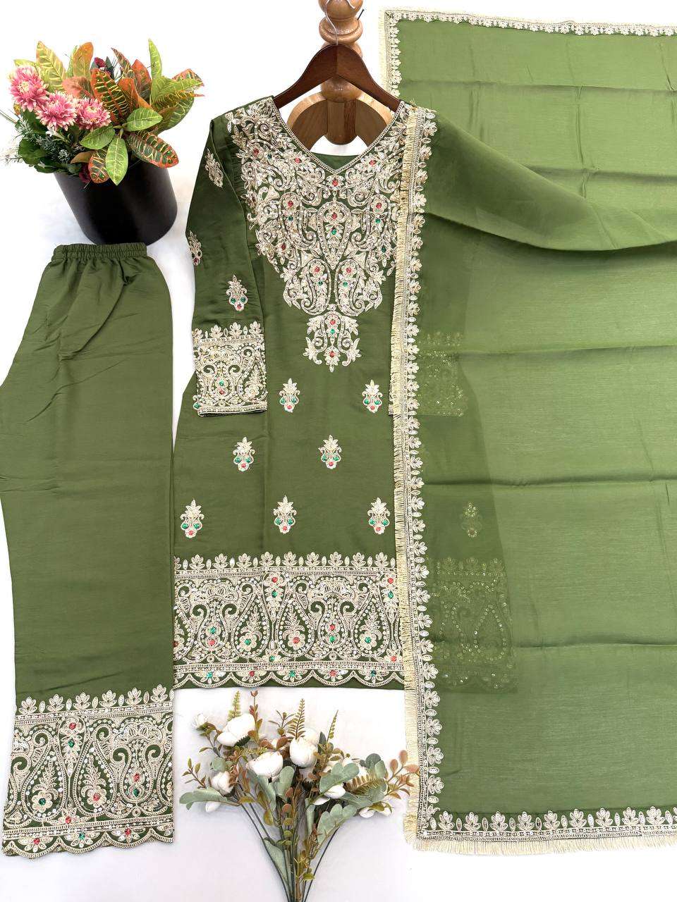 NSR 906 ROMAN SILK WITH HEAVY EMBROIDERY DESIGNER WORK WEDDING FUNCTION WEAR SUIT