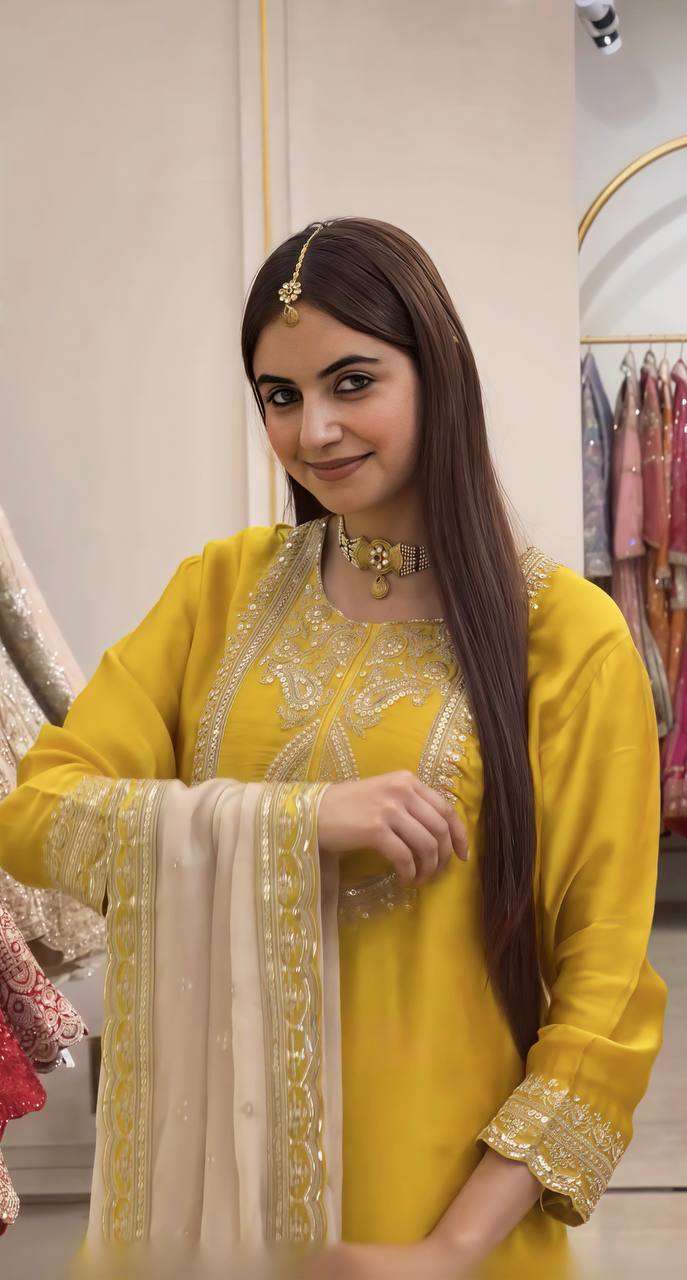 NSR 908 SILK HEAVY EMBROIDERD DESIGNER WEDDING FUNCTION WEAR SHARARA SUIT