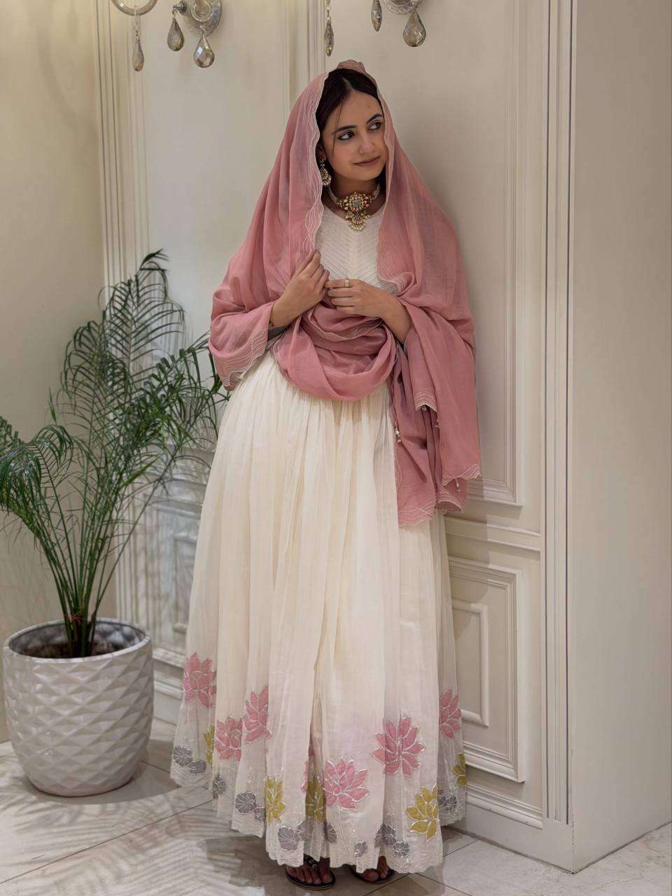 NSR 911 FOR GEORGETTE BEAUTIFUL DESIGNER LOOK LOOK GOWN BOTTOM AND DUPATTA SET 