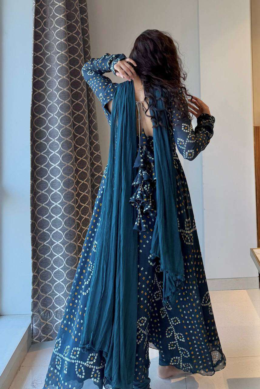 NSR 913 FOX GEORGETTE DIGITAL PRINT DESIGNER WORK FESTIVE WEAR GOWN DRESS 