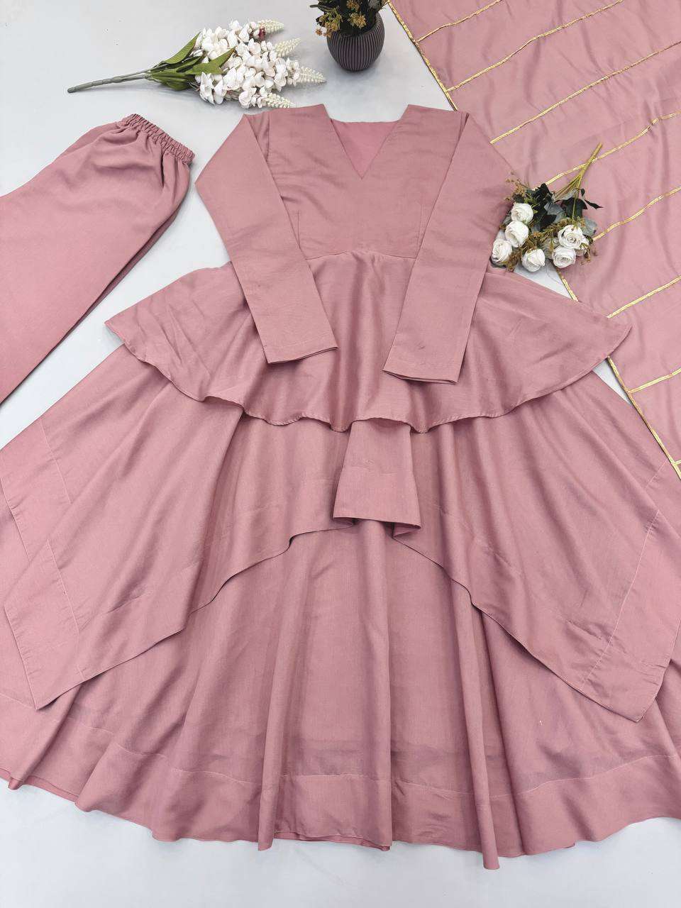 NSR 914 SILK WITH PREETY LOOK DESIGNER LADIES PARTY WEAR SUIT