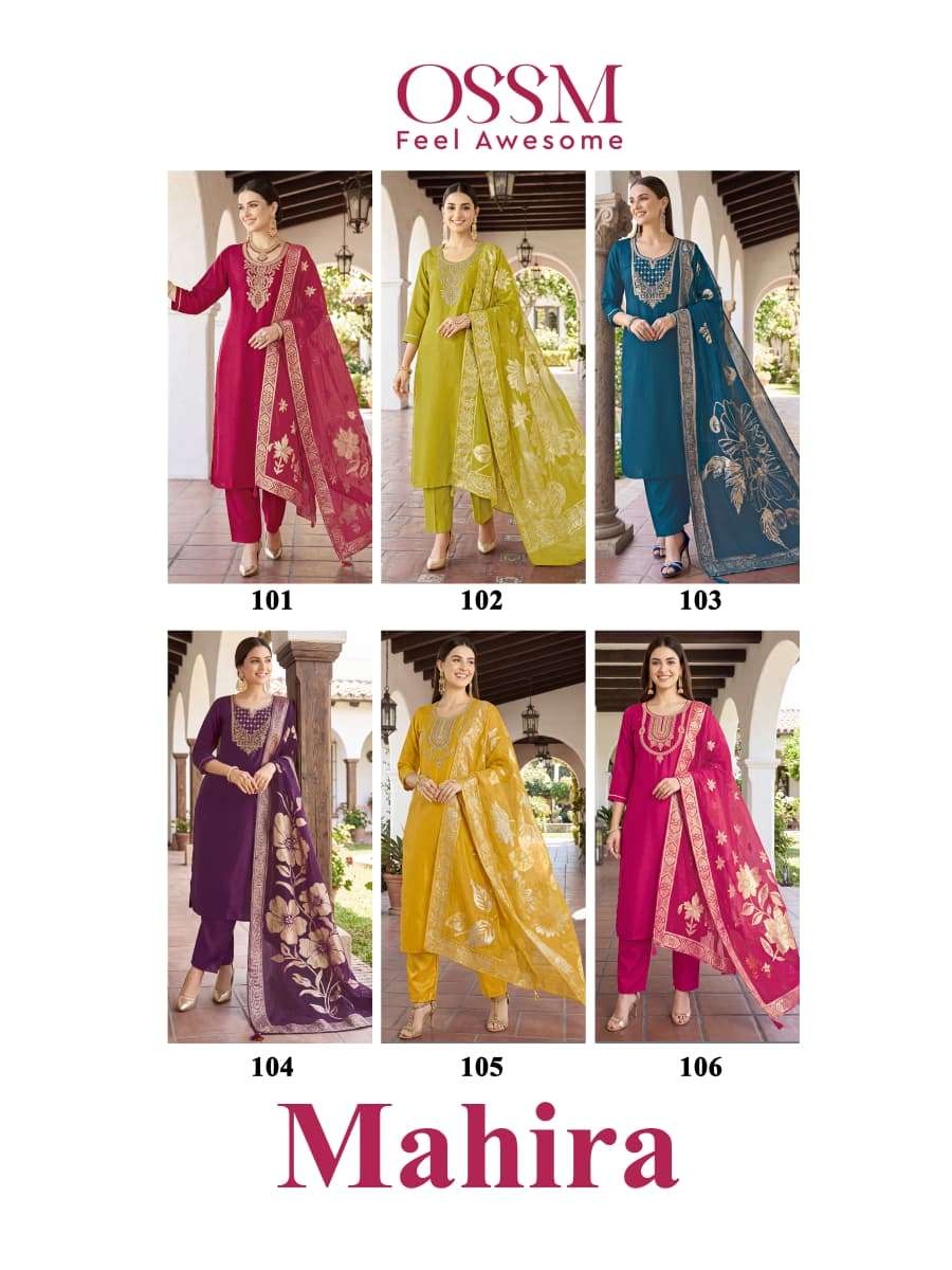 OSSM MAHIRA VISCOSE SILK EMBROIDERIES WORK LADIES 3PCS SET COLLECTION 