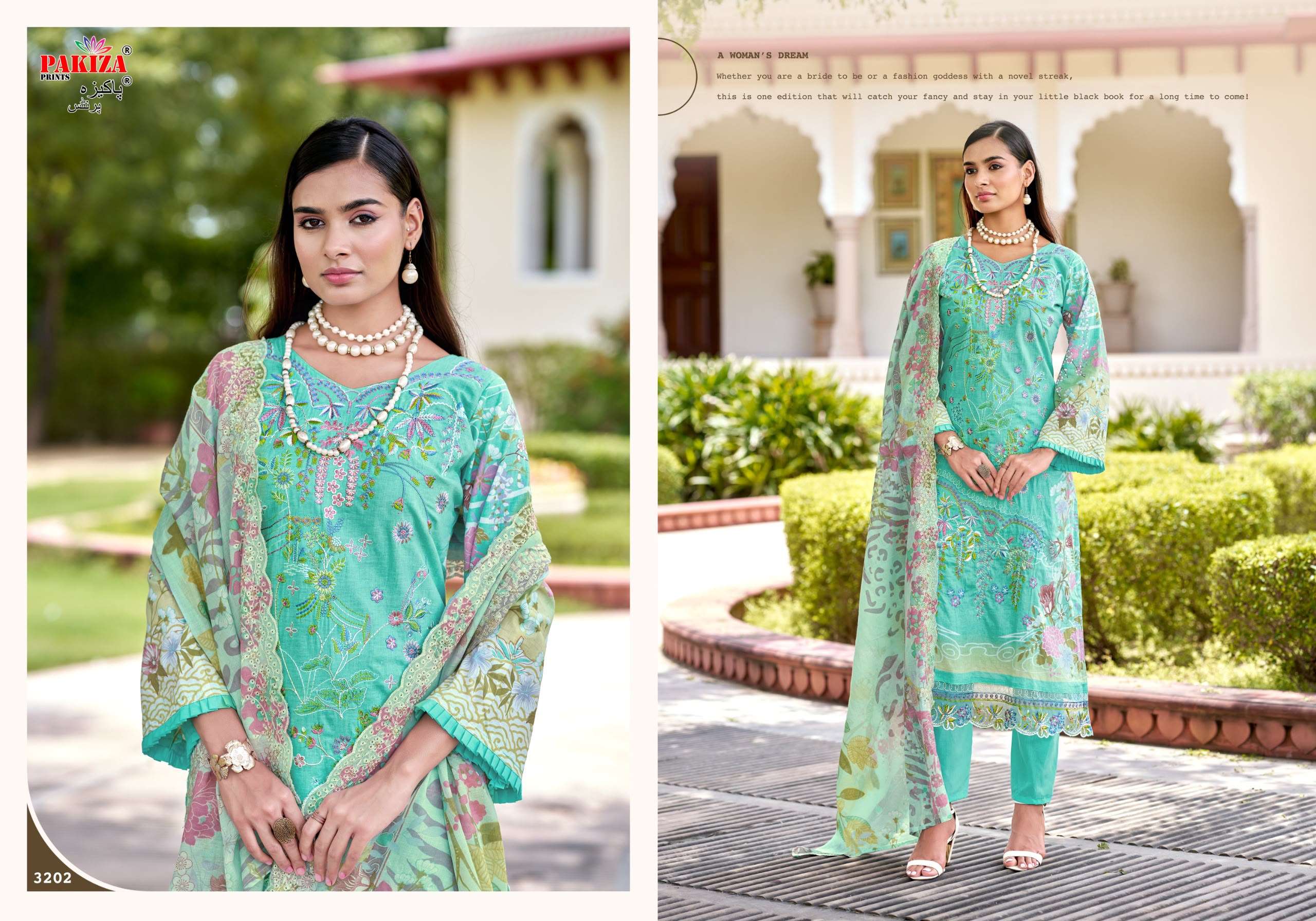 PAKIZA PRINTS FARAH VOL 32 LAWN COTTON PRINT WITH FANCY EMBROIDERY WORK SUIT