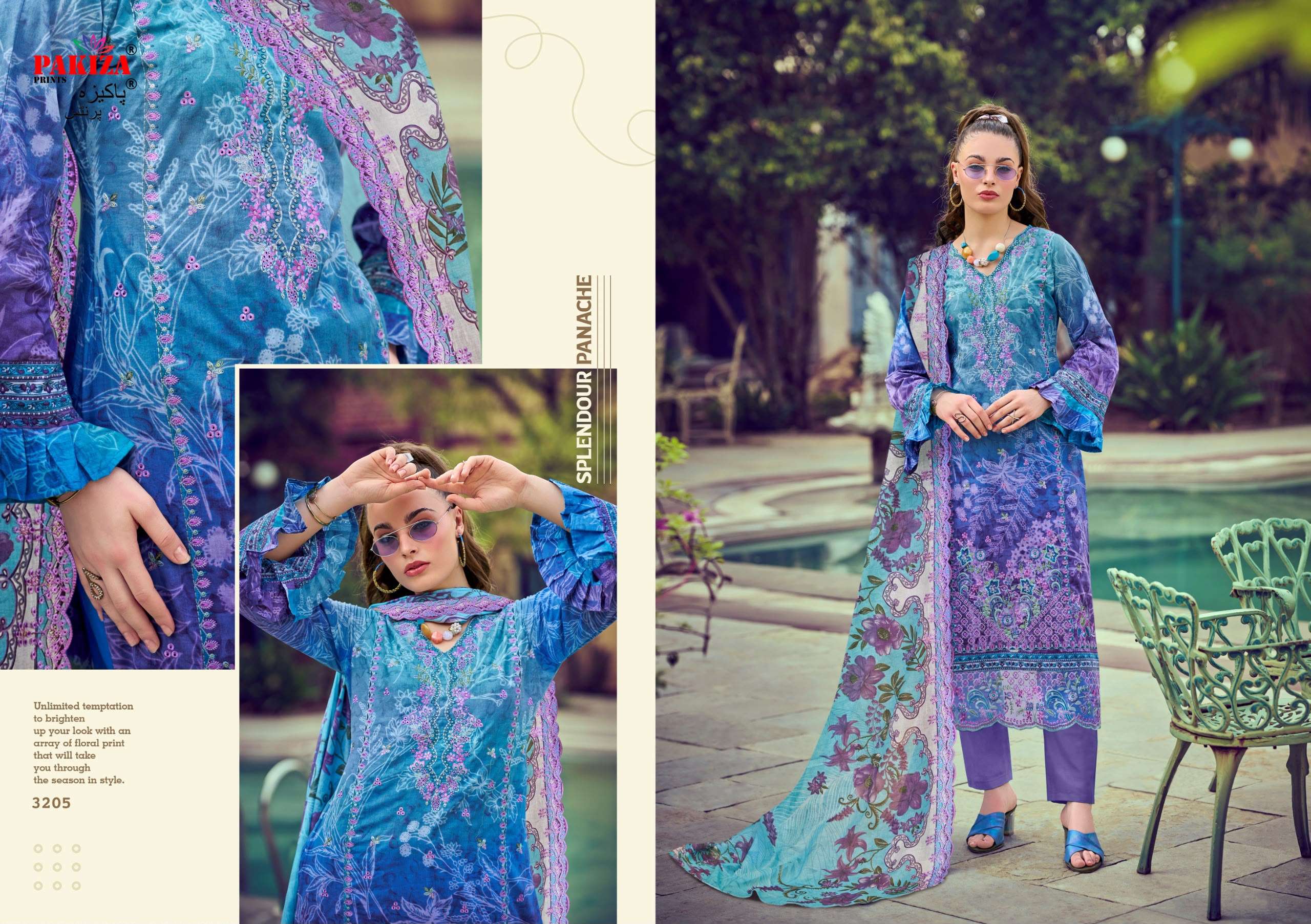PAKIZA PRINTS FARAH VOL 32 LAWN COTTON PRINT WITH FANCY EMBROIDERY WORK SUIT