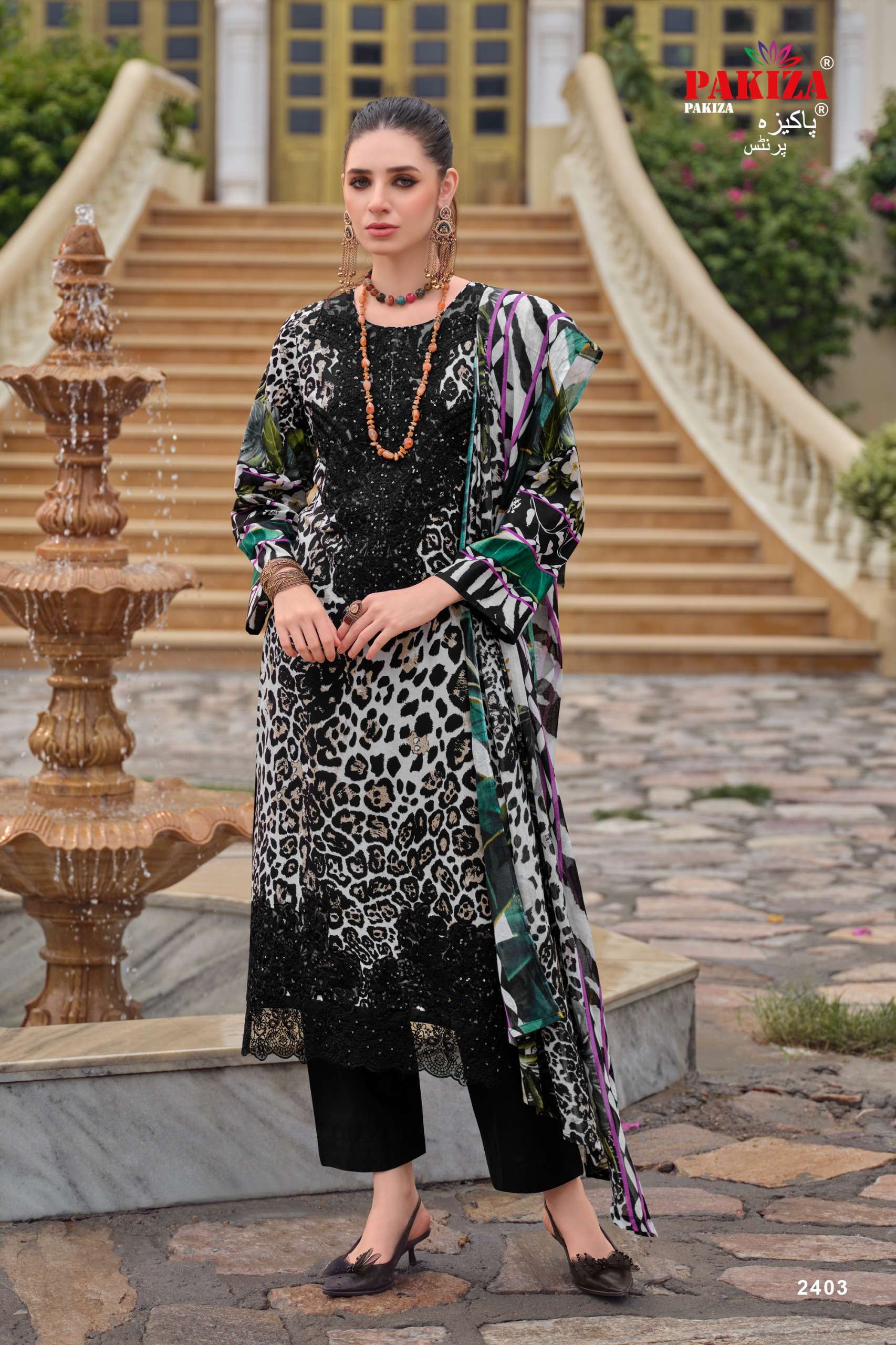 PAKIZA PRINTS GULNAWAZ VOL 24 LAWN FANCY DESIGNER WORK SUIT