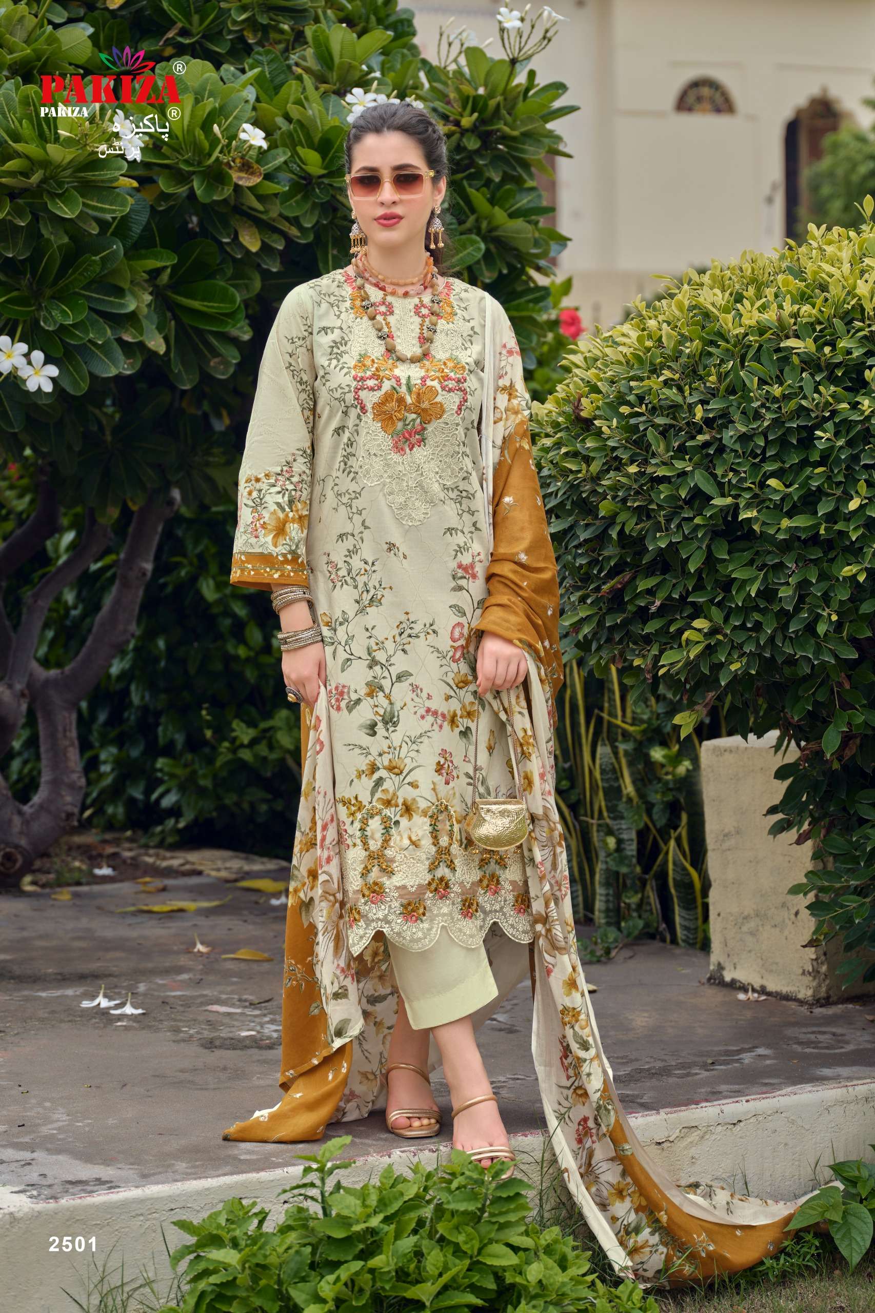PAKIZA PRINTS GULNAWAZ VOL 25 LAWN COTTON DIGITAL PRINT WITH EMBROIDERIES WORK SUIT