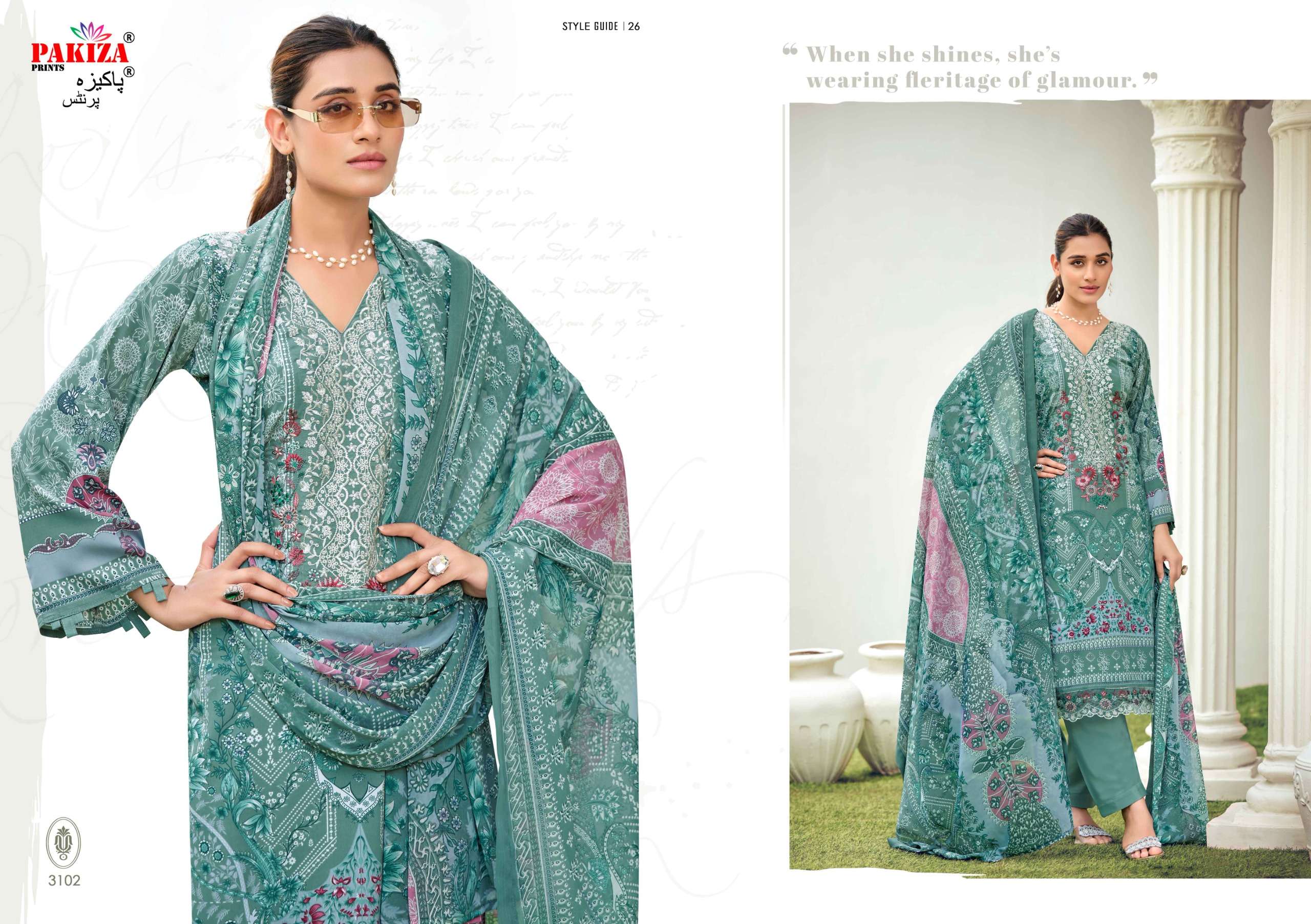 PAKIZA PRINTS REHNUMA VOL 31 CREPE DIGITAL PRINT WITH FANCY WORK SUIT