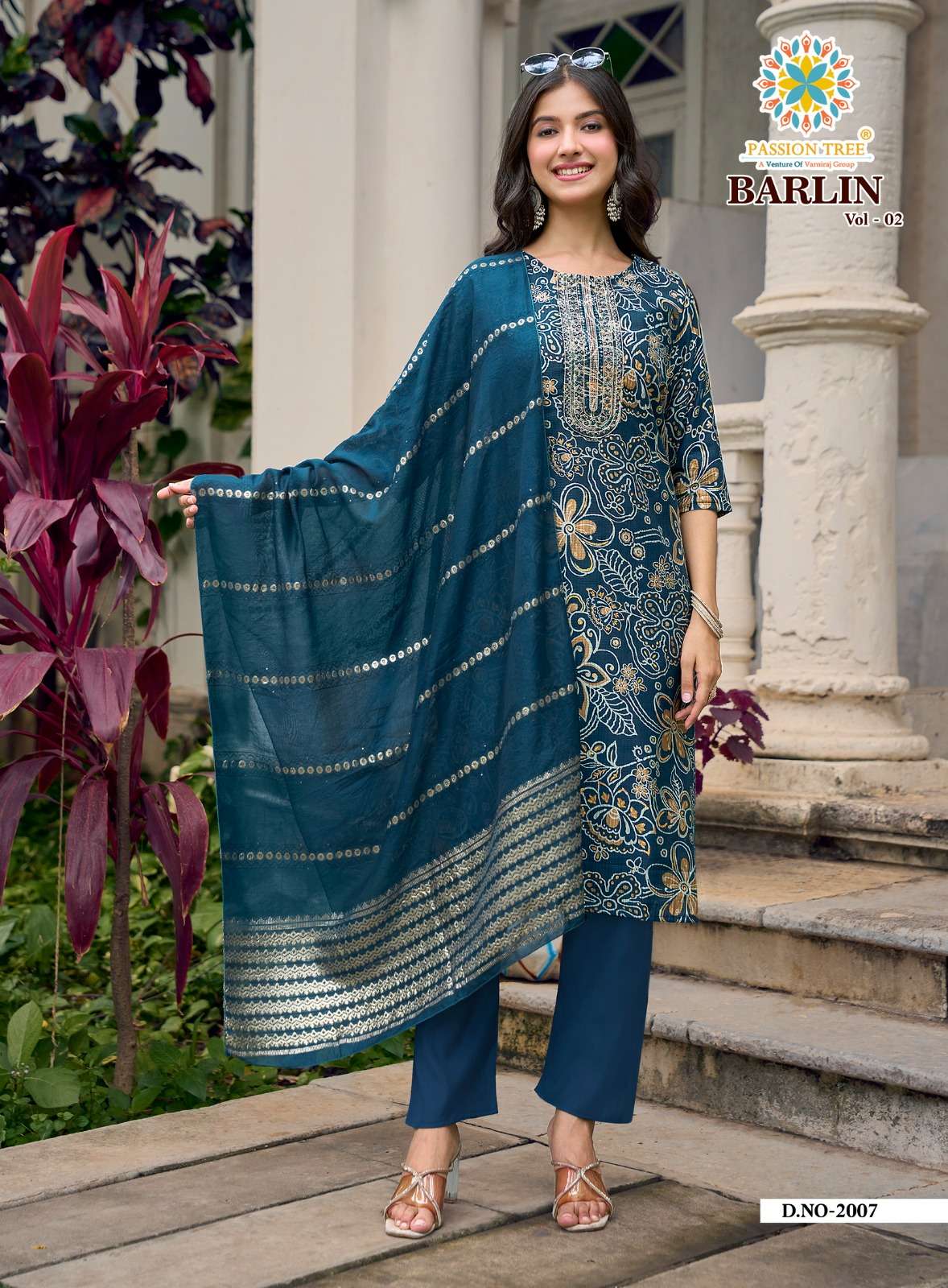PASSION TREE BARLIN VOL 2 FANCY PRINT LADIES KURTI PANT AND DUPPATTA SET 