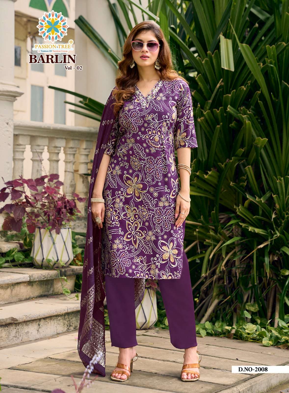 PASSION TREE BARLIN VOL 2 FANCY PRINT LADIES KURTI PANT AND DUPPATTA SET 