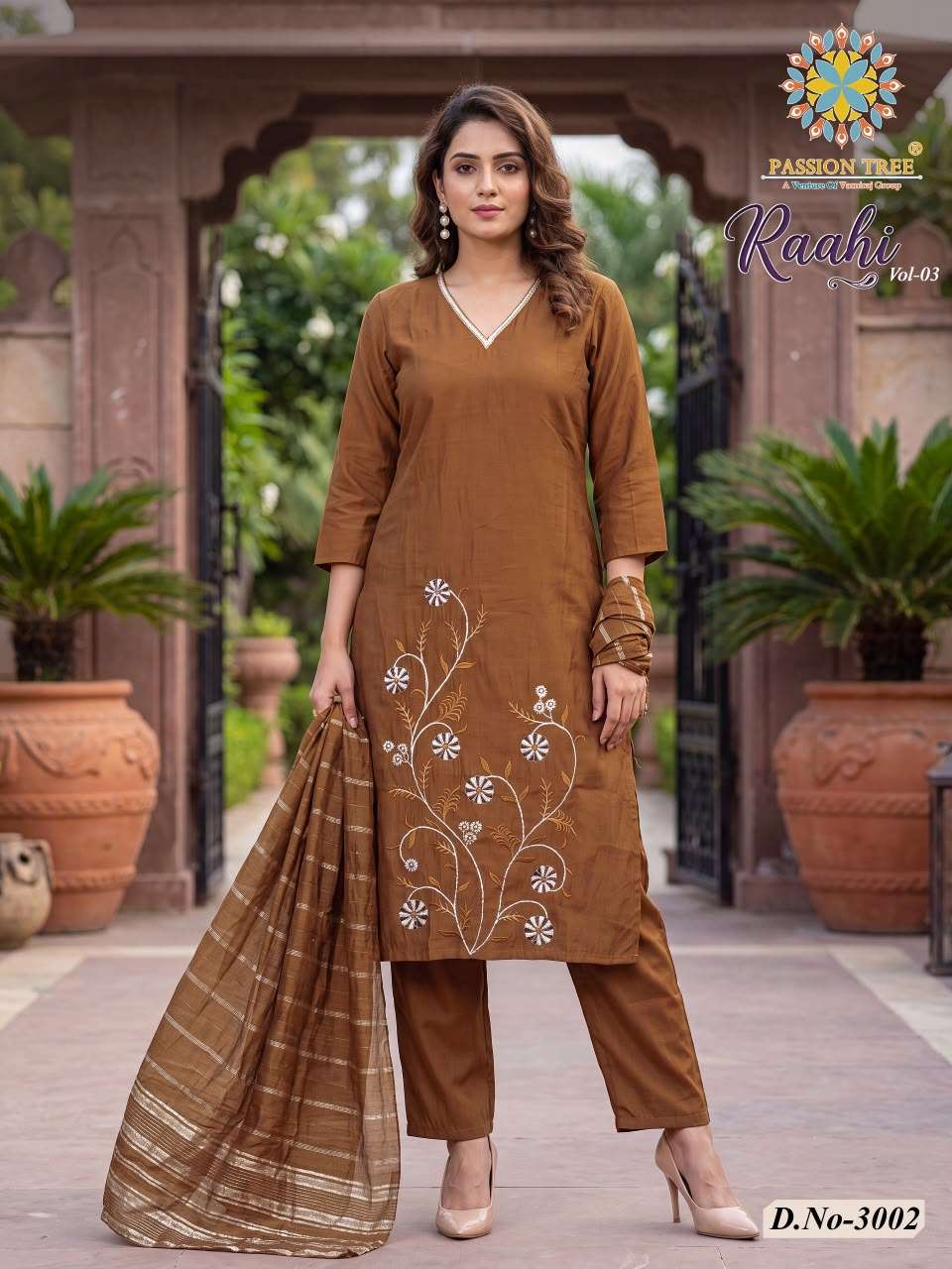 PASSION TREE RAAHI VOL 3 SILK DESIGNER STRAIGHT KURTI WITH PANT & DUPATTA SET