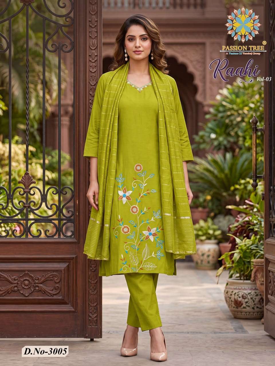 PASSION TREE RAAHI VOL 3 SILK DESIGNER STRAIGHT KURTI WITH PANT & DUPATTA SET
