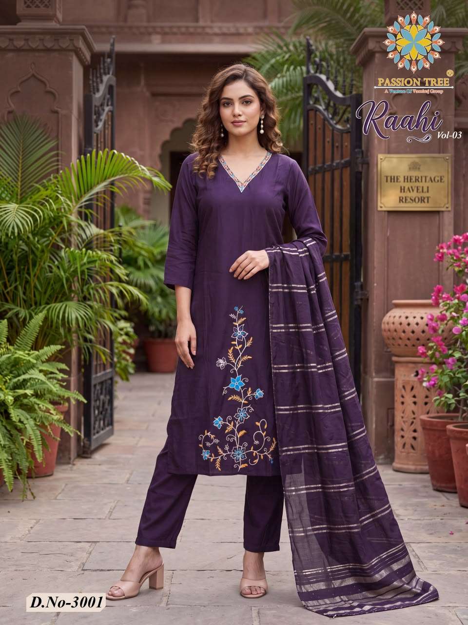PASSION TREE RAAHI VOL 3 SILK DESIGNER STRAIGHT KURTI WITH PANT & DUPATTA SET