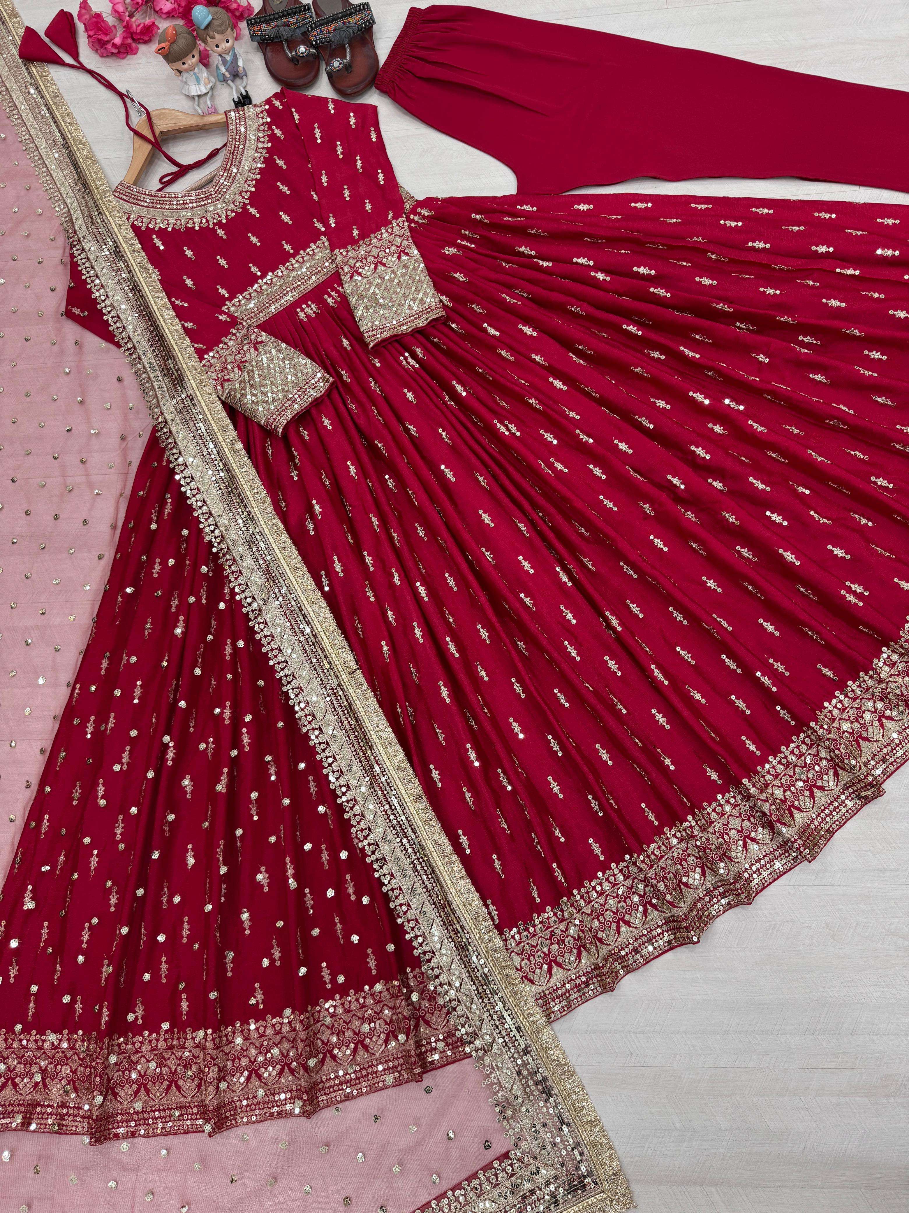 PD 1111 SILK DESIGNER PARTY WEAR ANARKALI GOWN DRESS