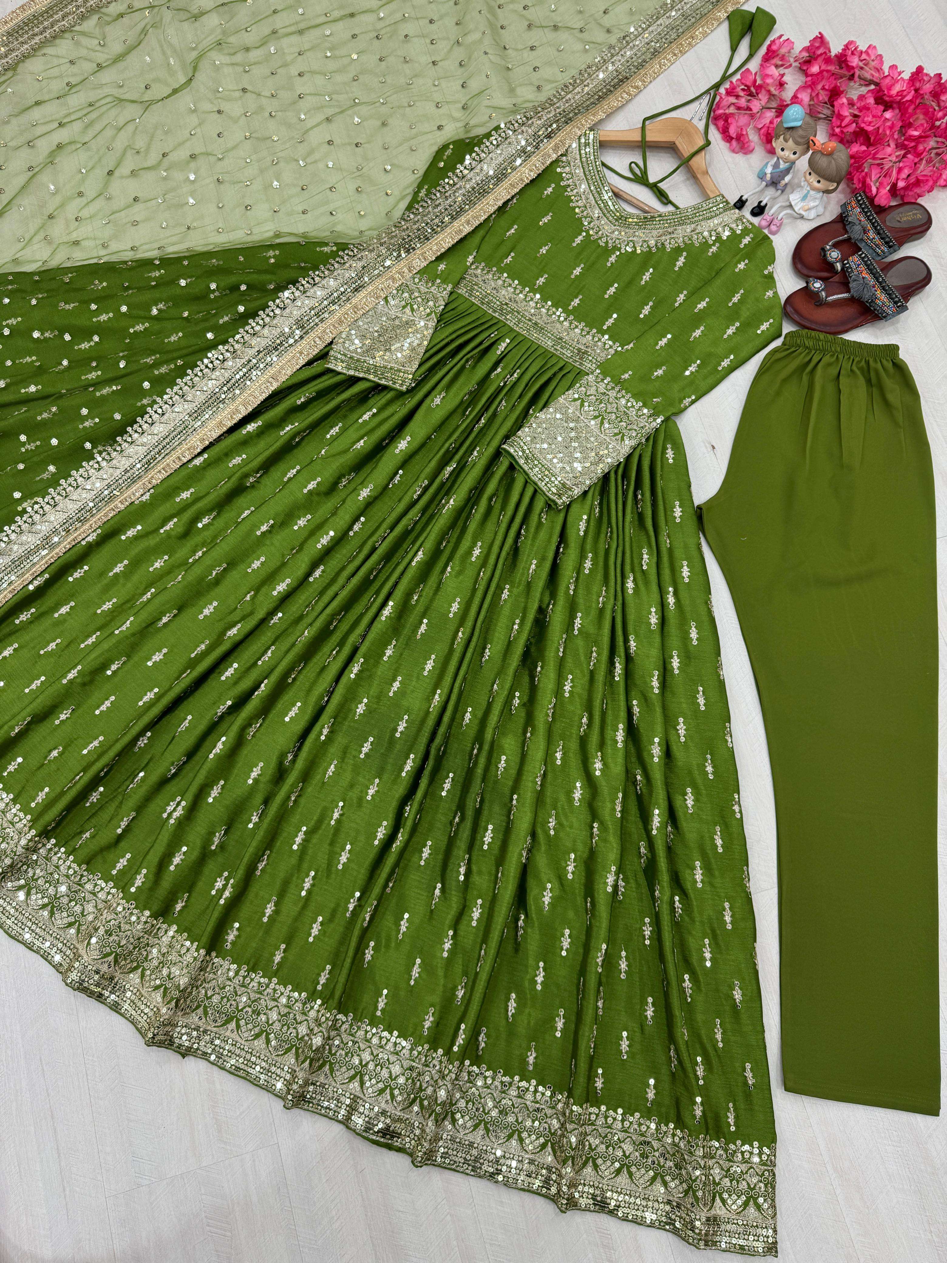 PD 1111 SILK DESIGNER PARTY WEAR ANARKALI GOWN DRESS