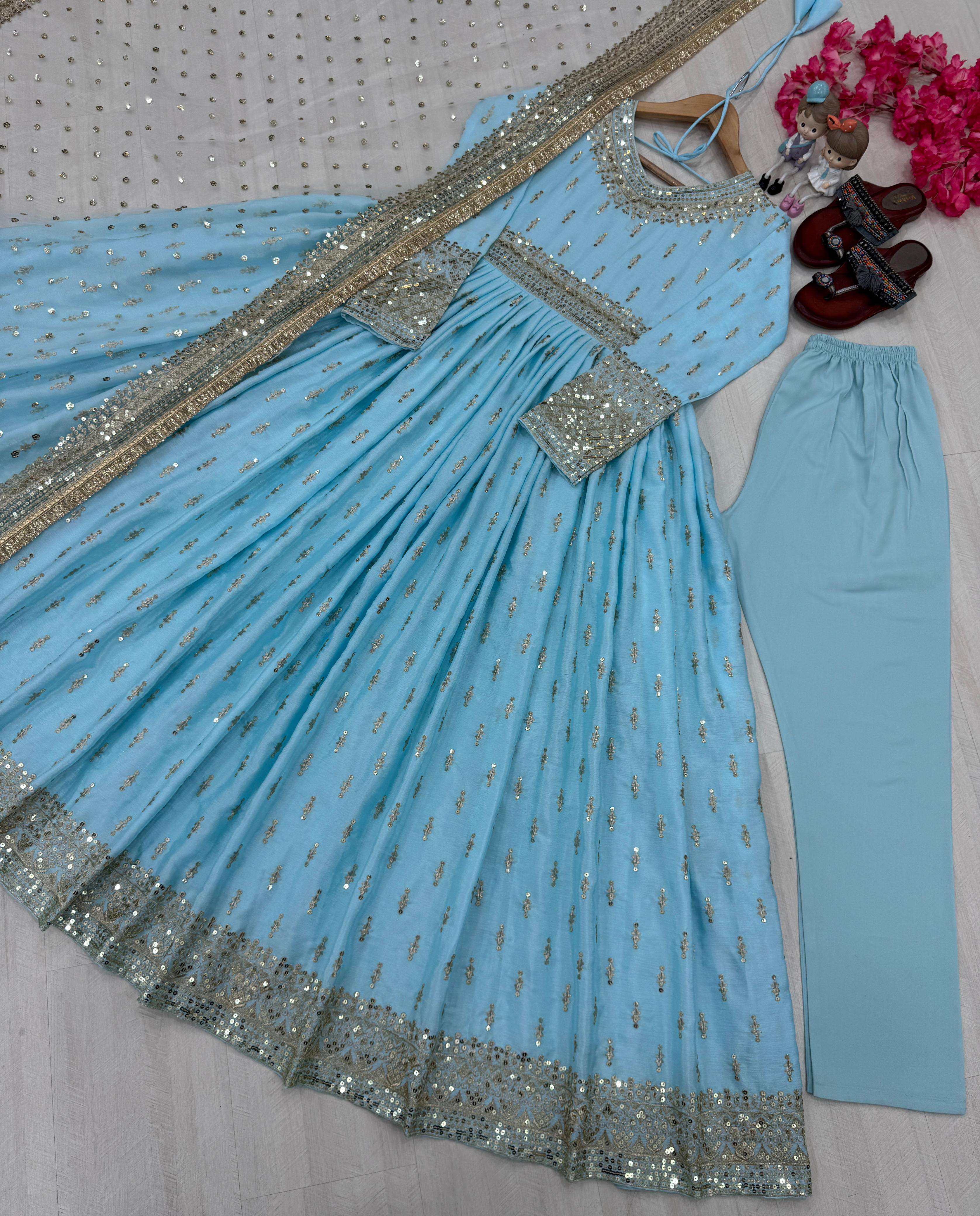 PD 1111 SILK DESIGNER PARTY WEAR ANARKALI GOWN DRESS