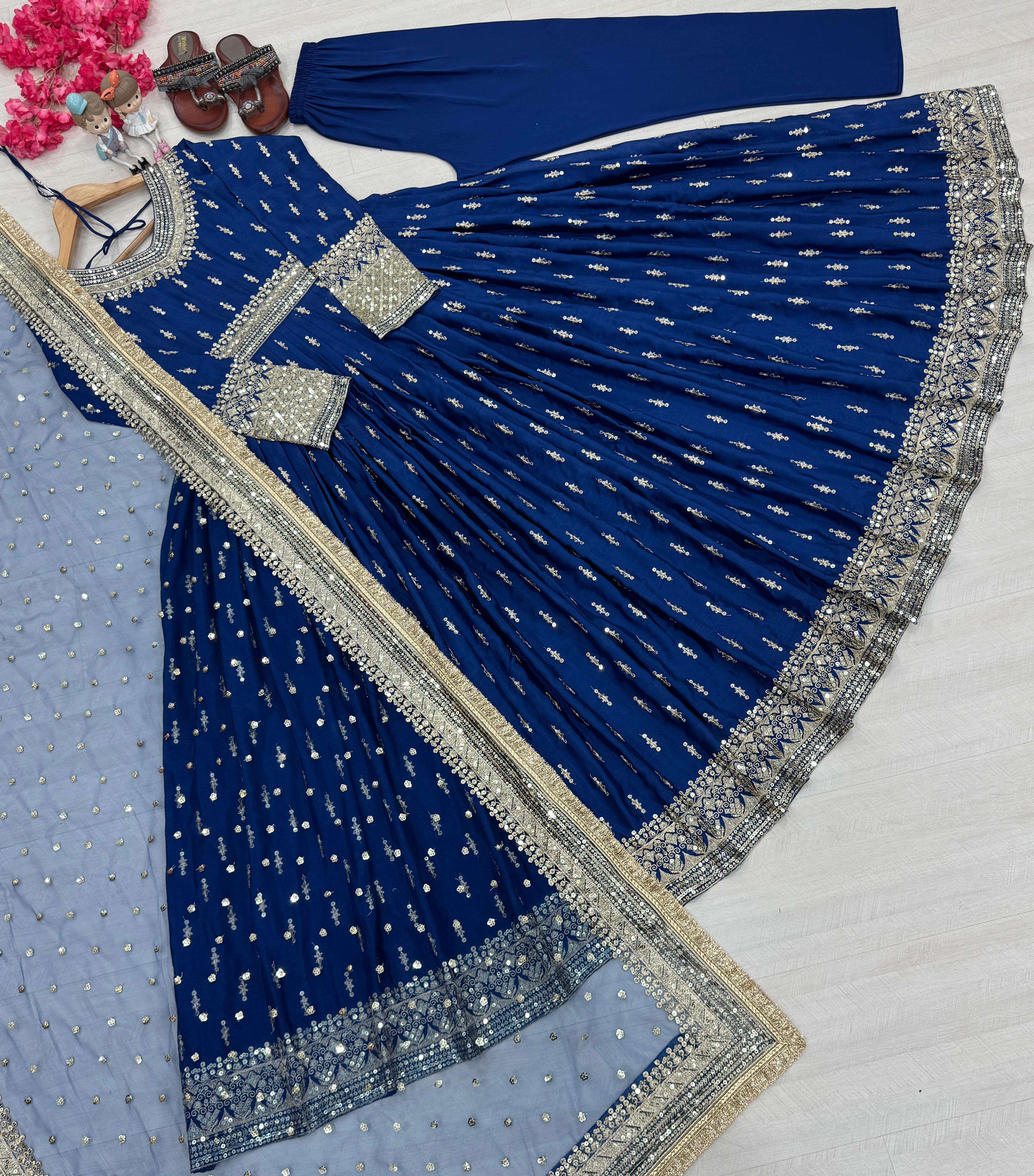 PD 1111 SILK DESIGNER PARTY WEAR ANARKALI GOWN DRESS
