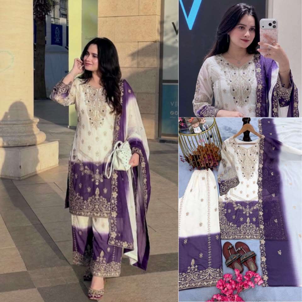PD 1166 DUAL SHADE GEORGETTE BEAUTIFUL PARTY WEAR DESIGNER LOOK LADIES SUIT