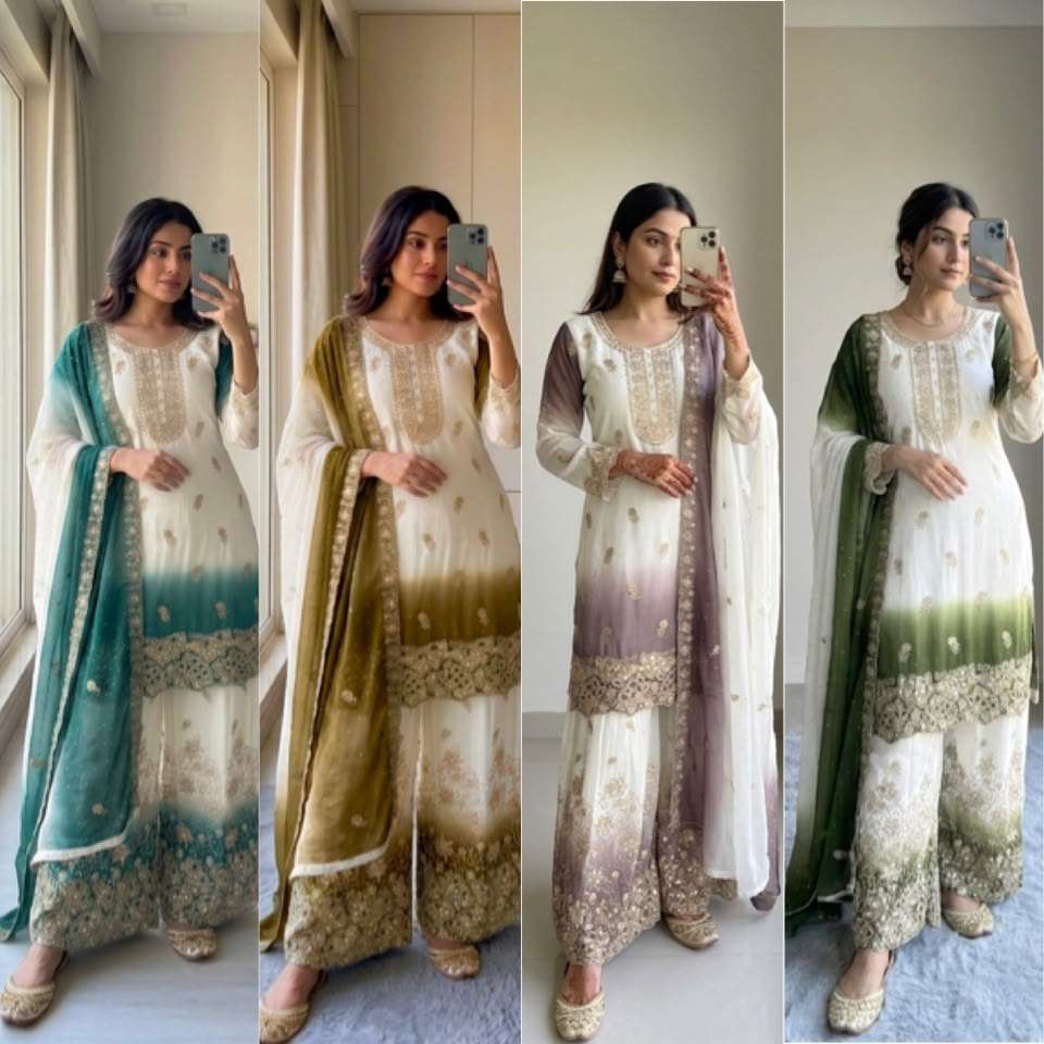 PD 1167 GEORGETTE DESIGNER PARTY WEAR READY MADE TOP PLAZZO COLLECTIONS
