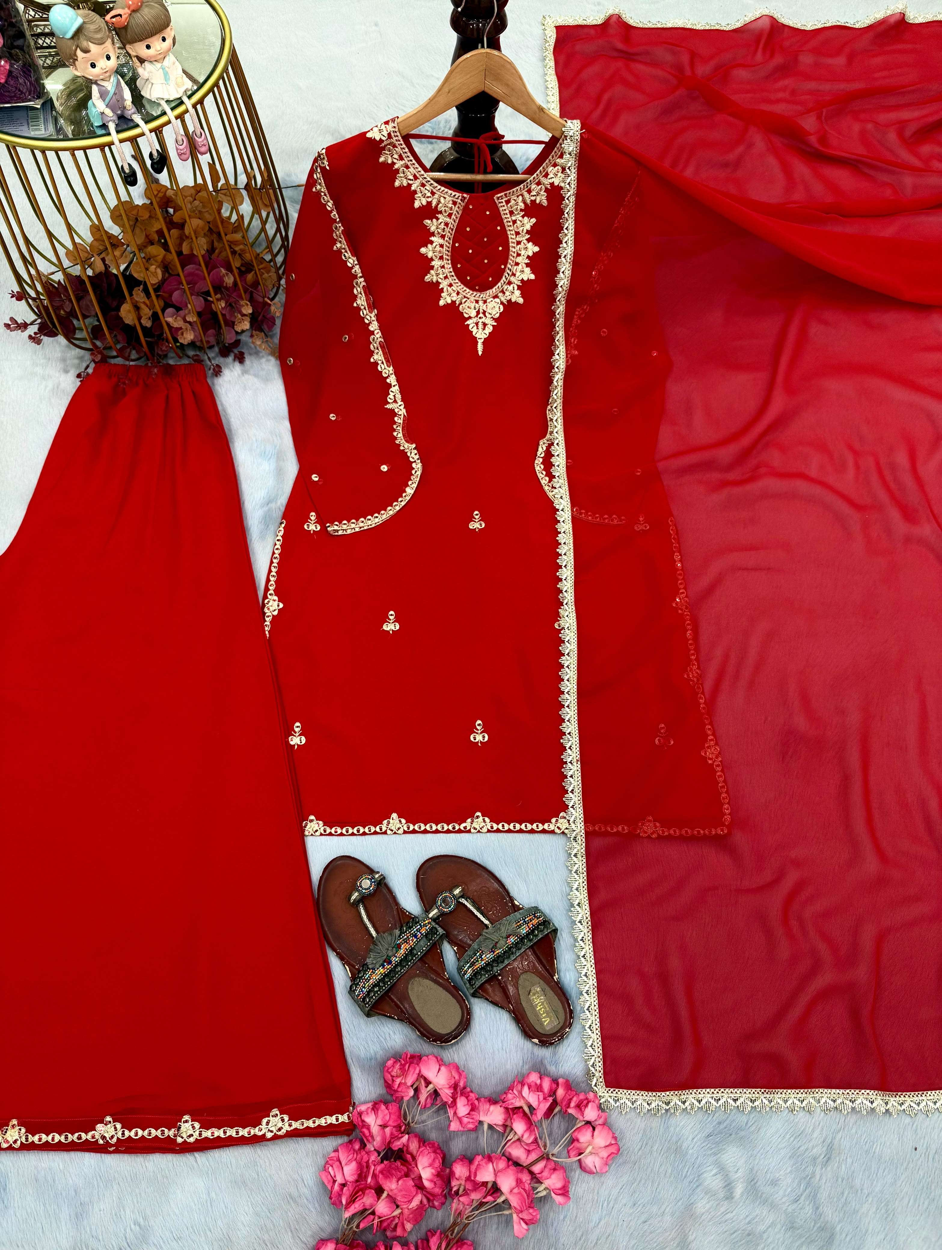 PD 1168 FOR GEORGETTE PREETY LOOK DESIGNER LADIES FUNCTION WEAR SUIT
