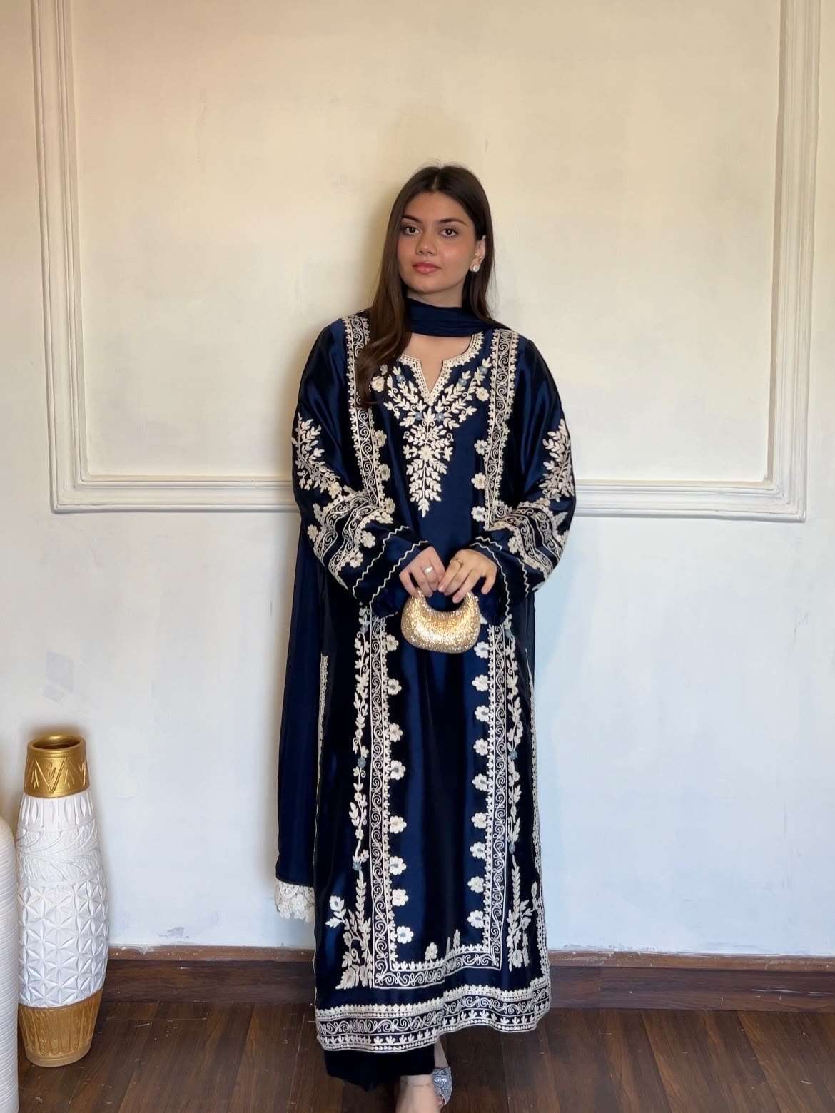 PD 1169 SATIN BEAUTIFUL DESIGNER LOOK PAKISTANI STYLE FUNCTION WEAR SUIT