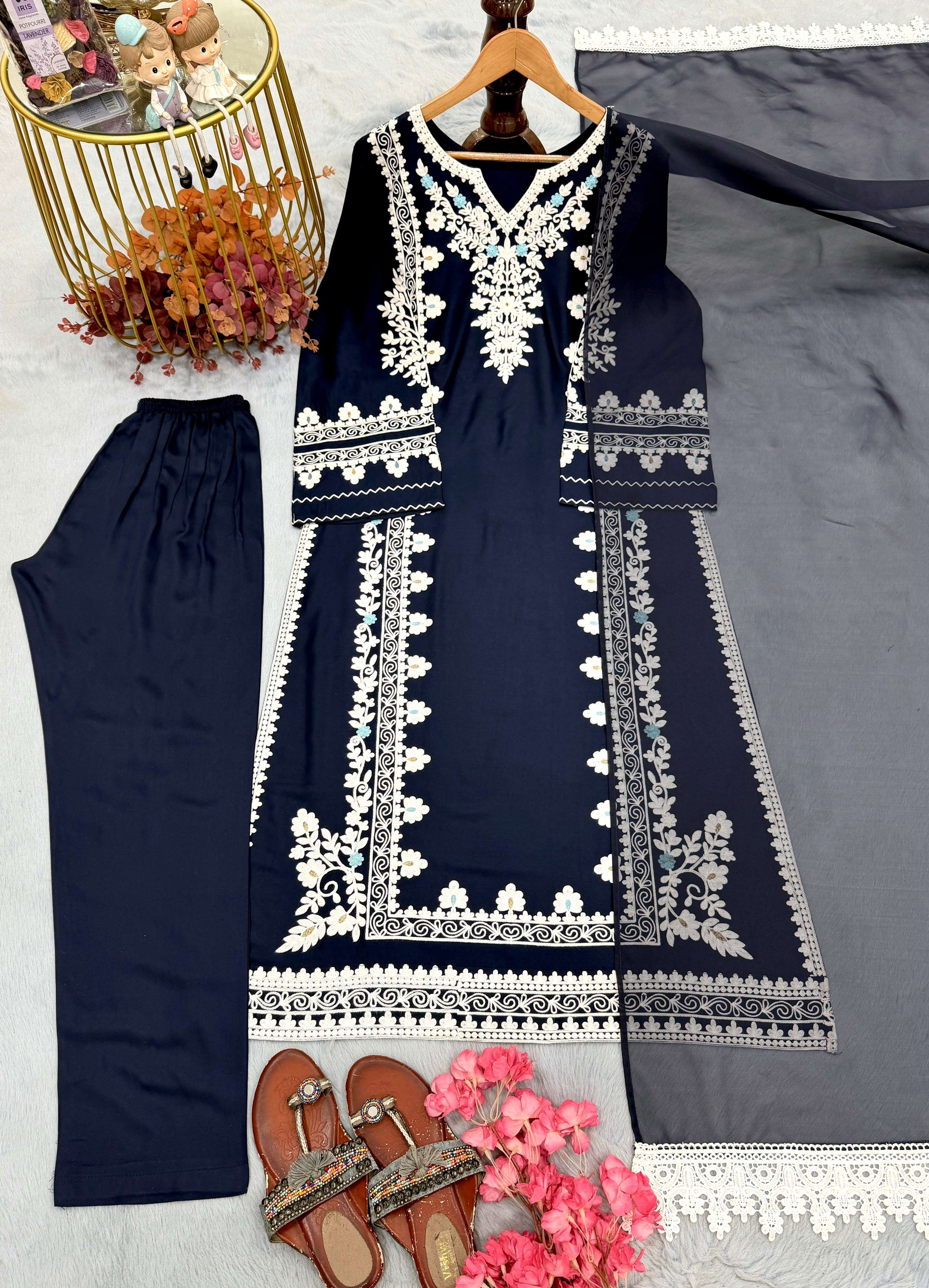 PD 1169 SATIN BEAUTIFUL DESIGNER LOOK PAKISTANI STYLE FUNCTION WEAR SUIT