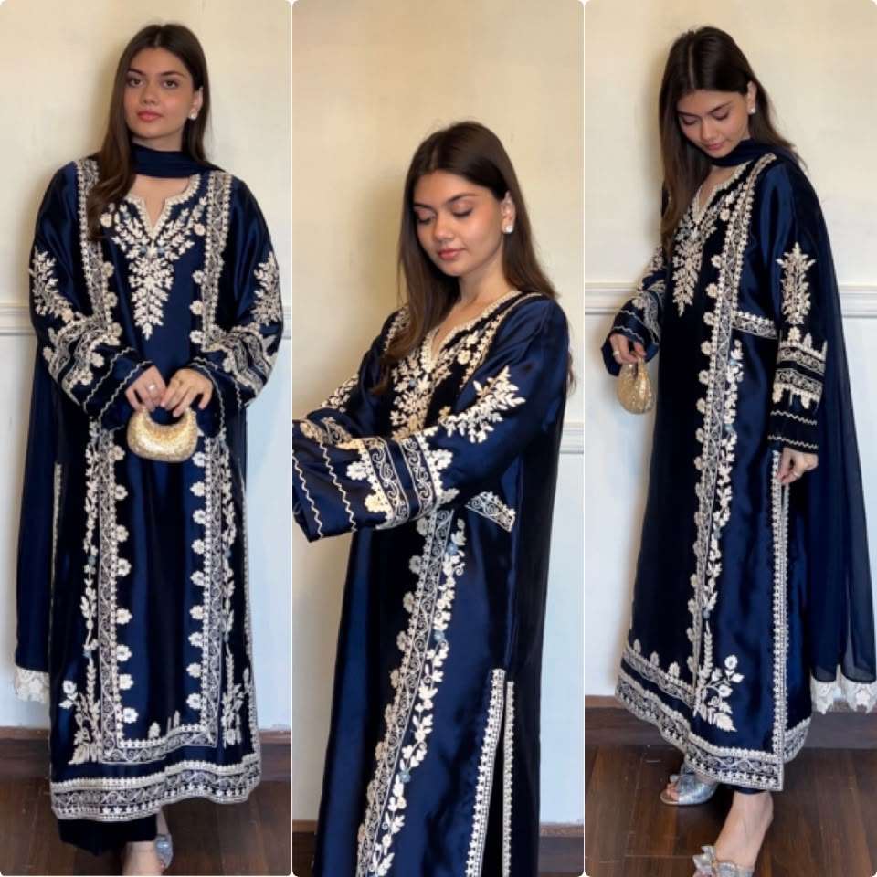PD 1169 SATIN BEAUTIFUL DESIGNER LOOK PAKISTANI STYLE FUNCTION WEAR SUIT