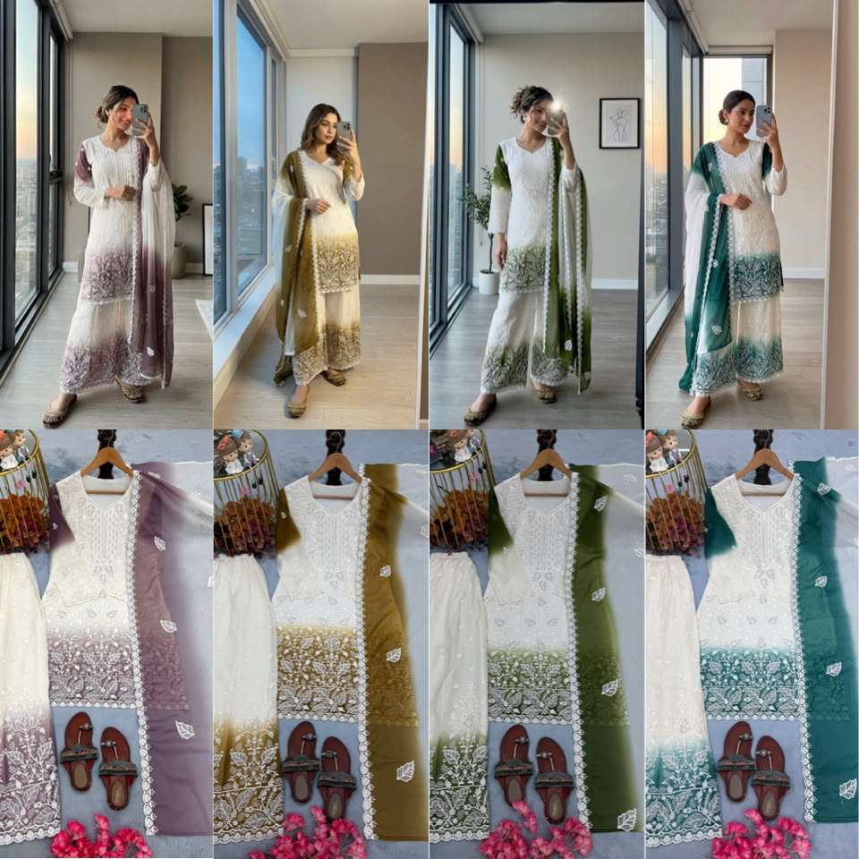 PD 1171 DUAL TONE GEORGETTE EMBROIDERY DESIGNER WORK READY MADE FESTIVE WEAR SUIT