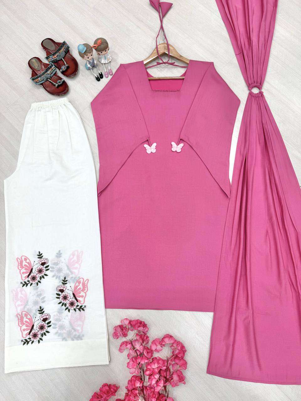 PD 1172 SILK PREETY LOOKS DESIGNER LADIES TOP PLAZZO AND DUPATTA SET 