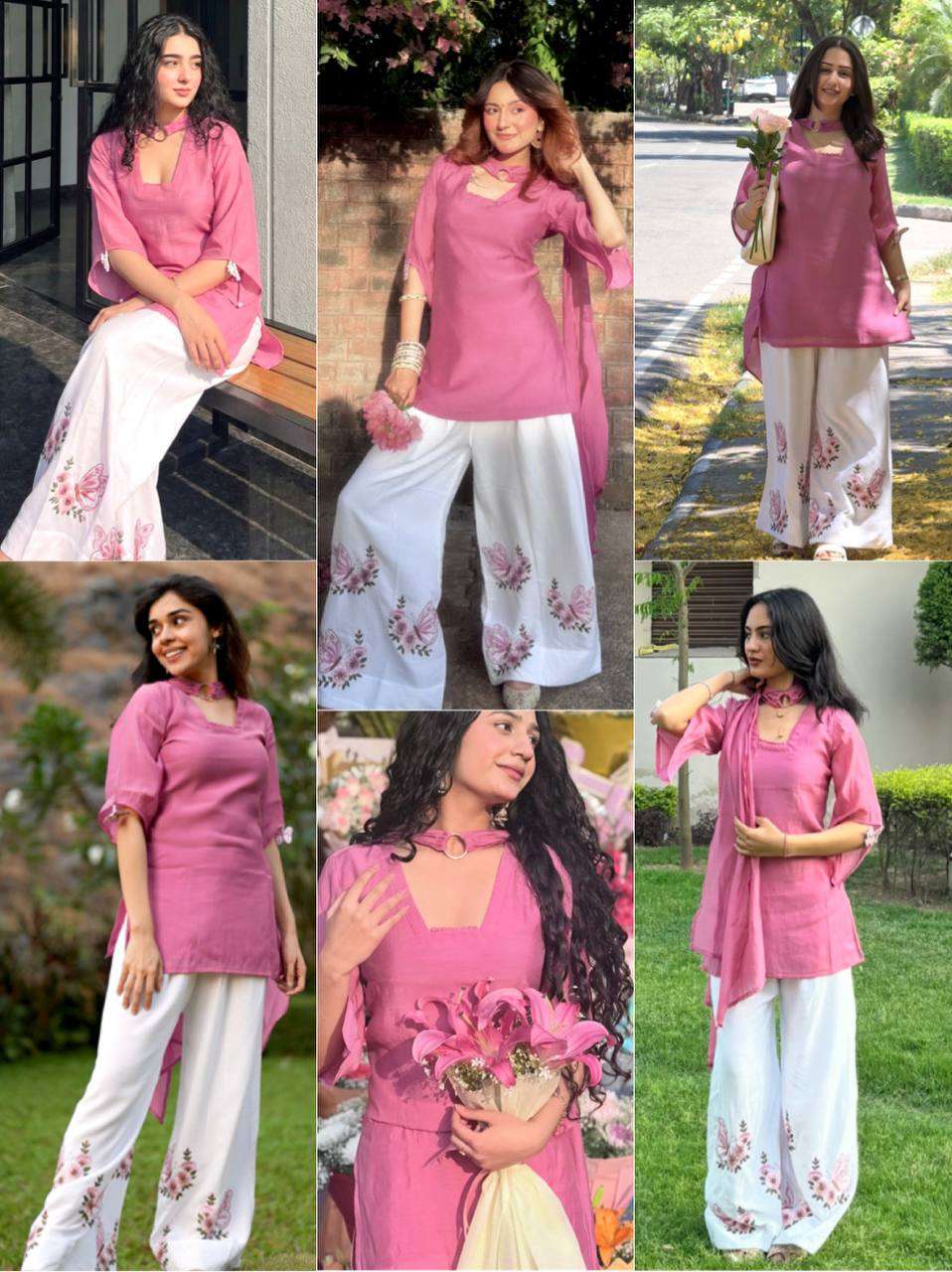 PD 1172 SILK PREETY LOOKS DESIGNER LADIES TOP PLAZZO AND DUPATTA SET 