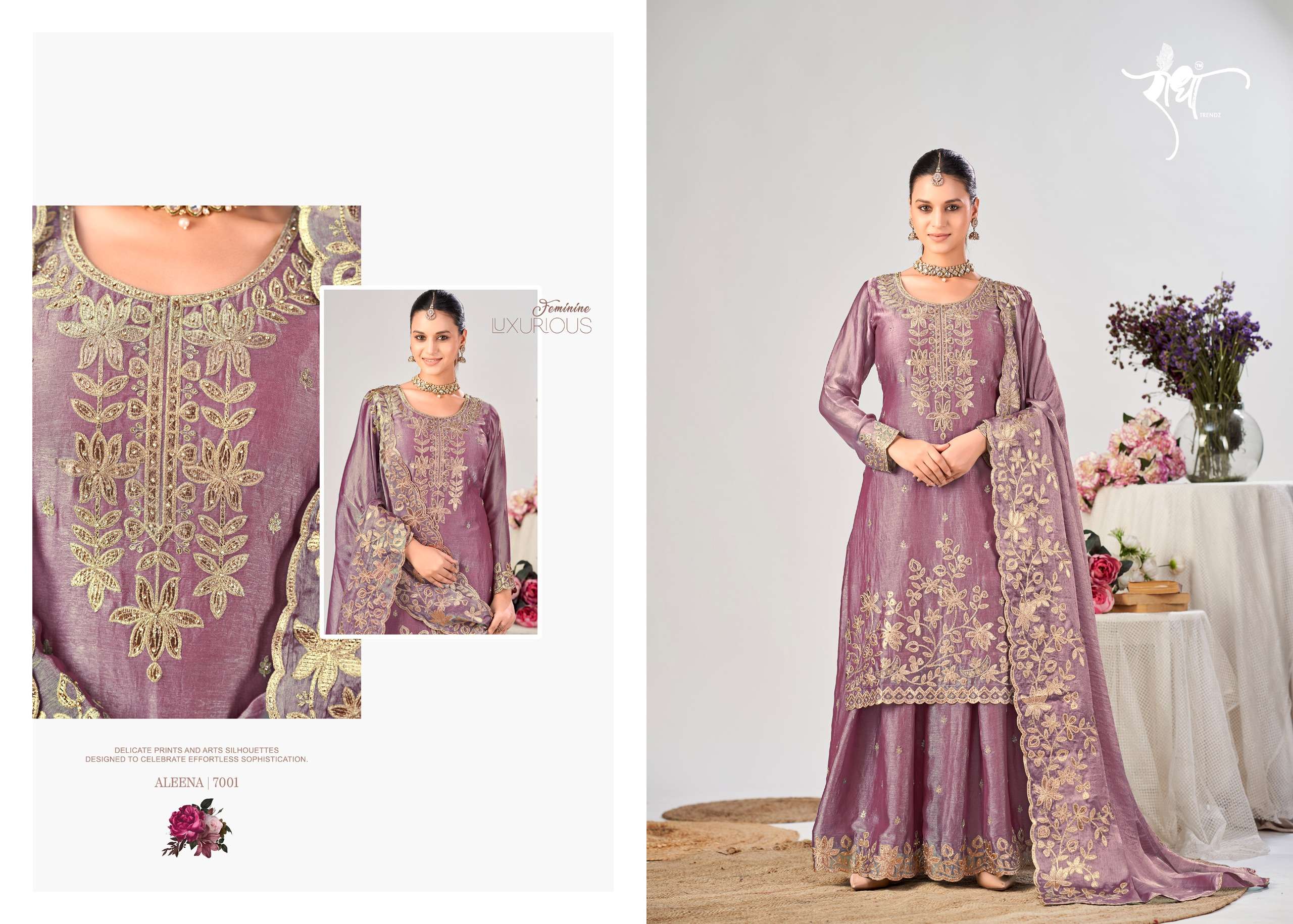 RADHA TRENDZ ALEENA SILK WITH HEAVY EMBROIDERY DESIGNER FESTIVE WEAR SUIT