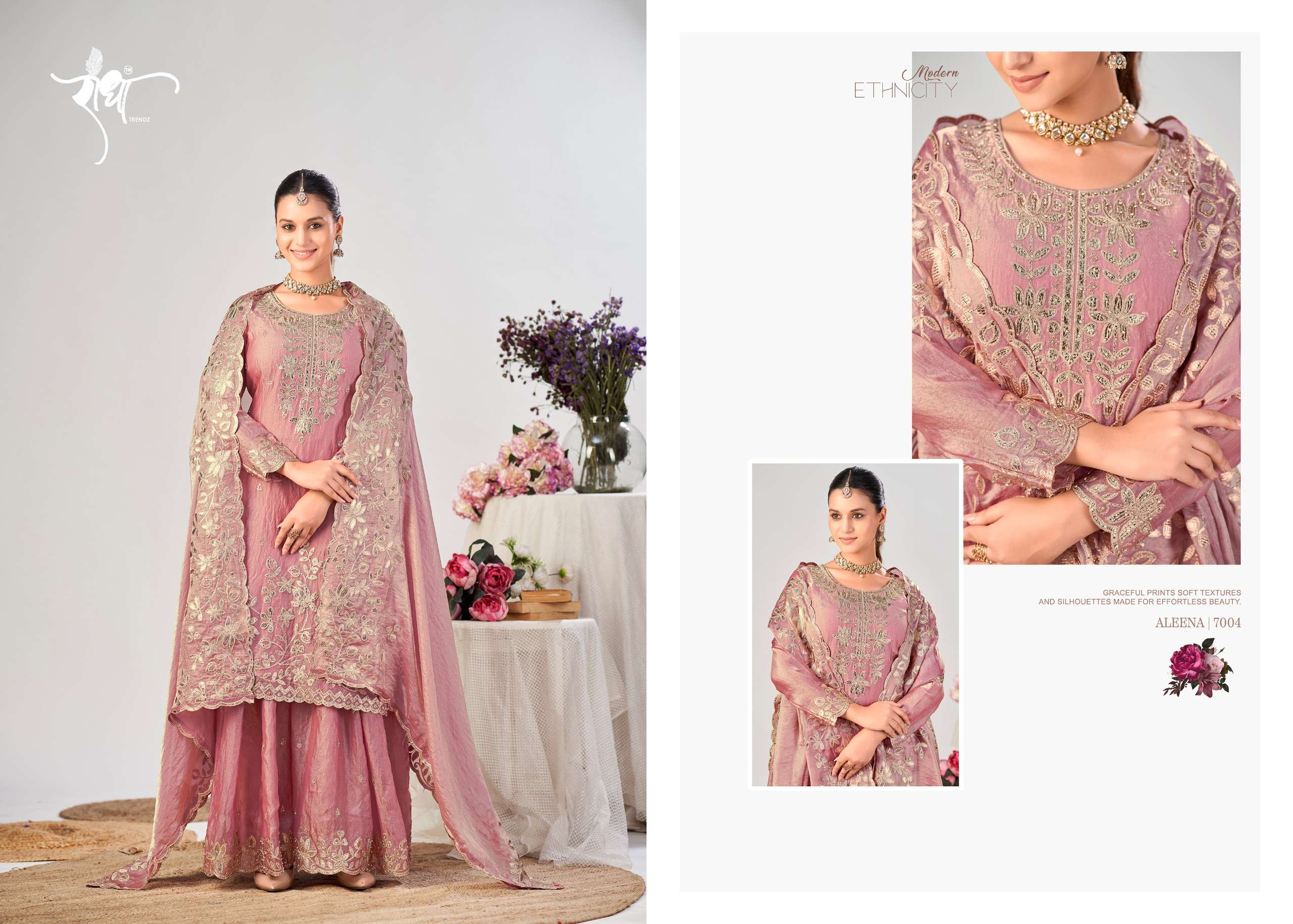 RADHA TRENDZ ALEENA SILK WITH HEAVY EMBROIDERY DESIGNER FESTIVE WEAR SUIT